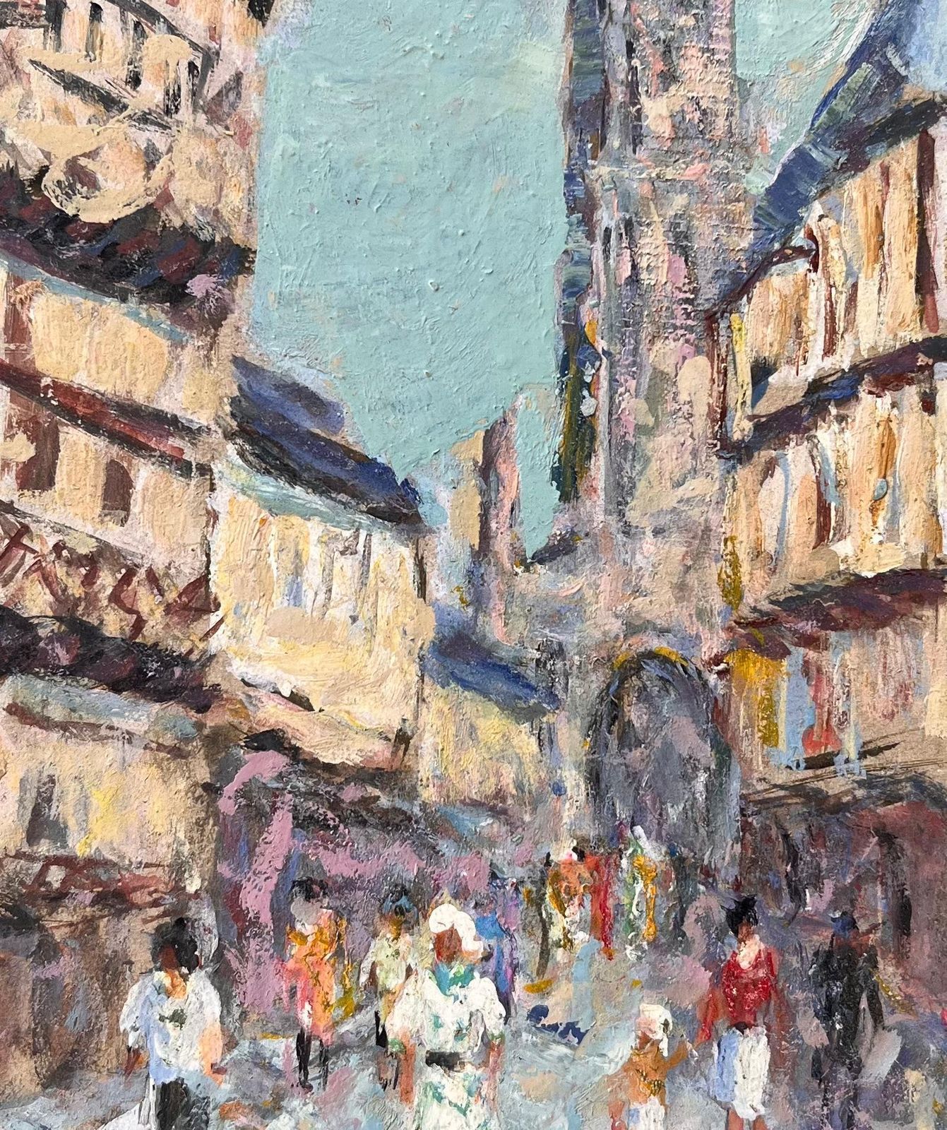 Fanch Lelfrench Impressionist Street Scene With Cathedral And Timbered Houses2003 photo buy