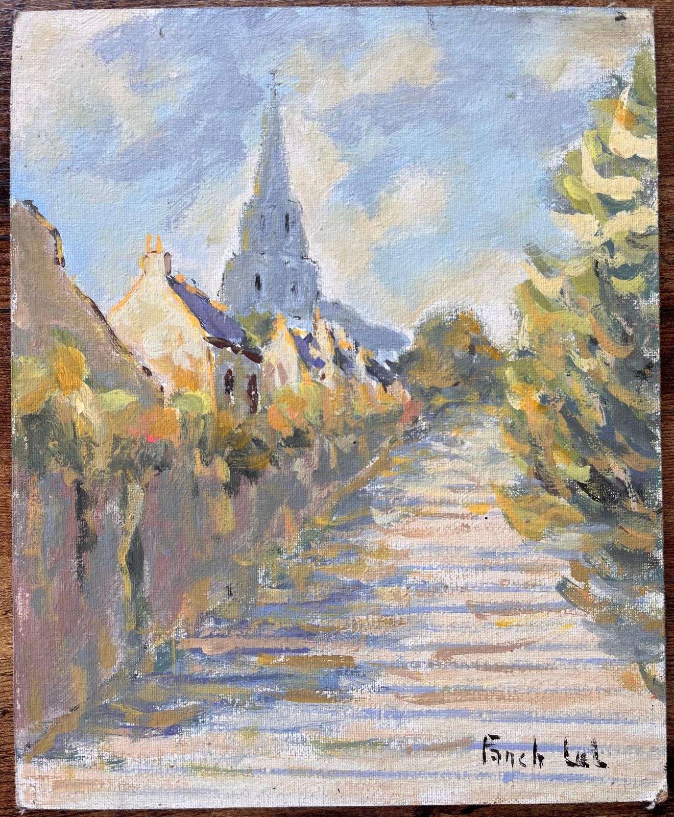 Fanch Lelfrench Impressionist Church Spire View In Lannion In Côtes D’armor Brittany2006 photo furniture