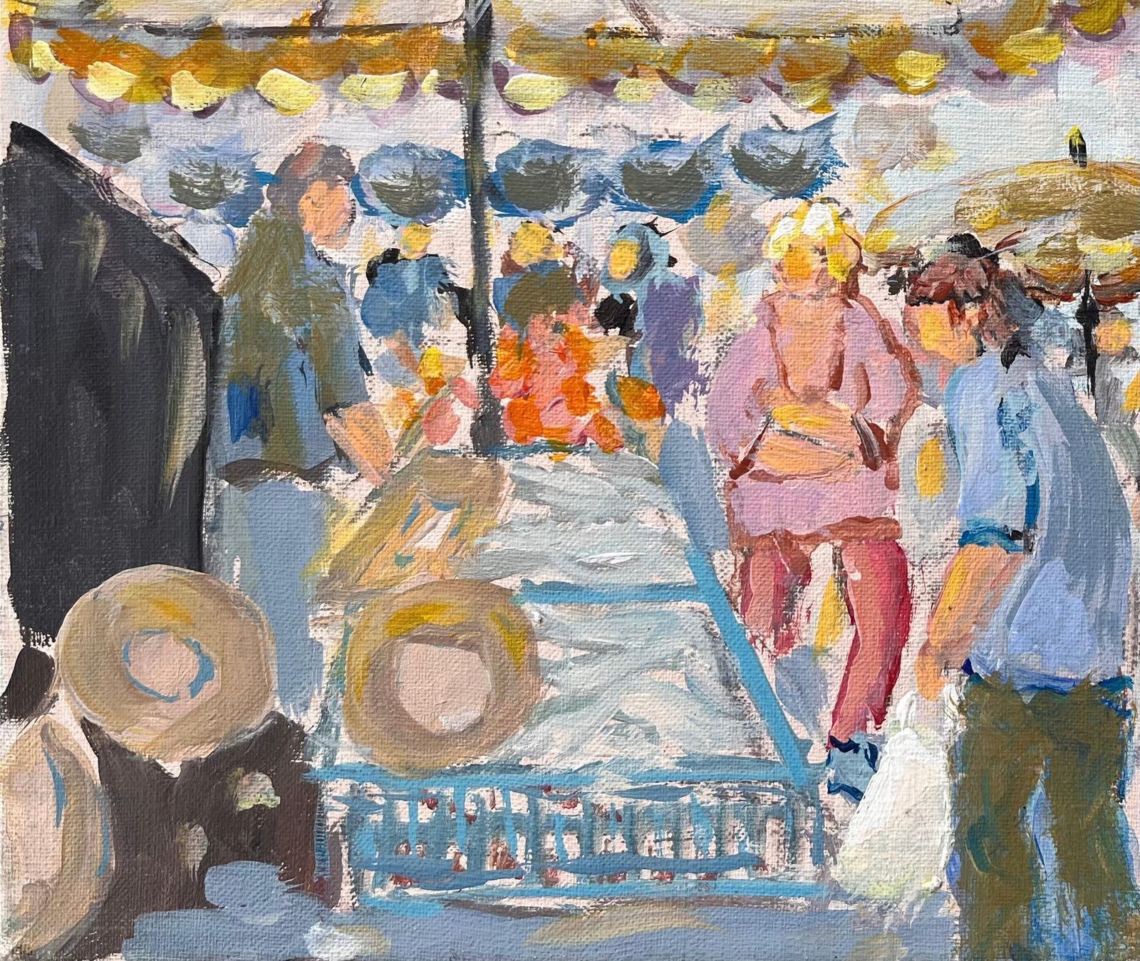 Fanch Lelmarché De Dinan French Market Scene With Umbrellas And Shoppers photo 520.0