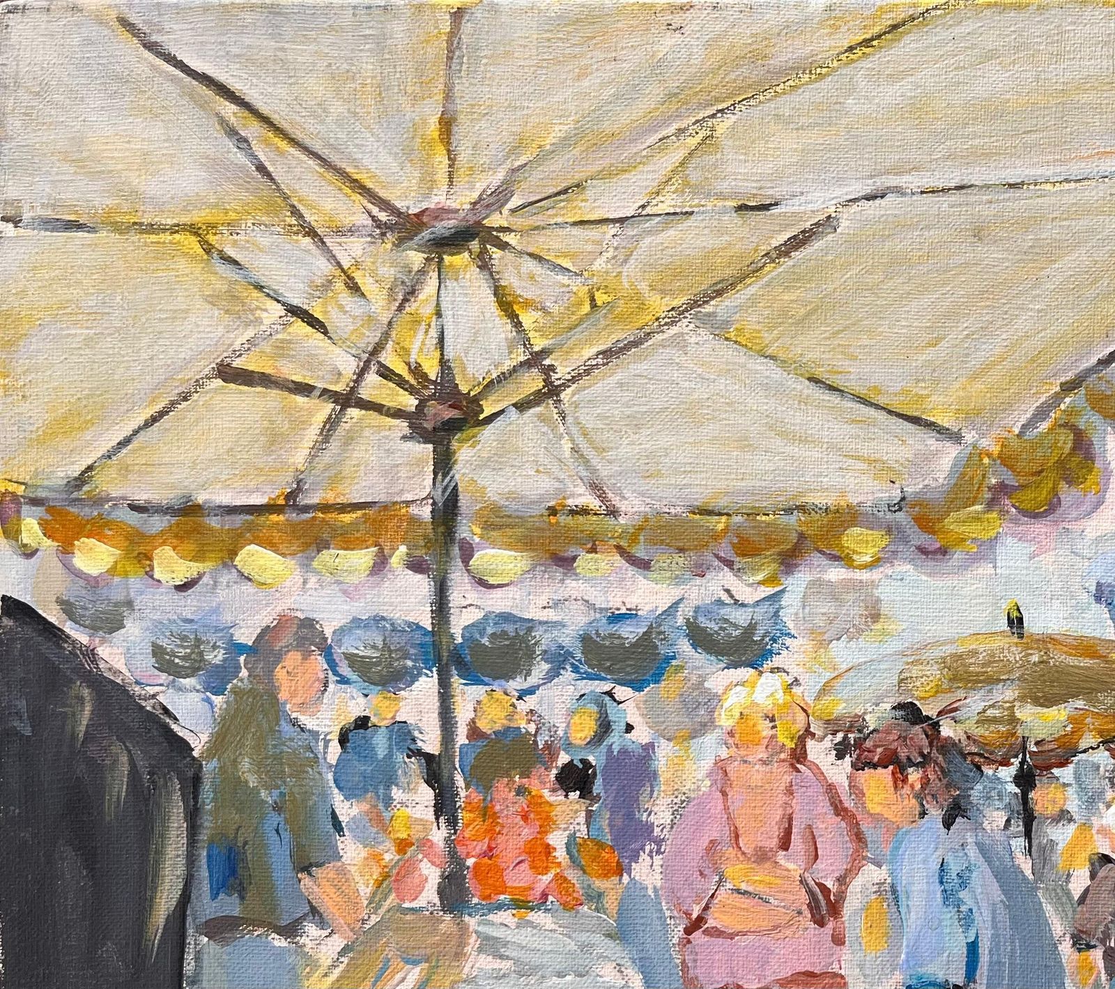 Fanch Lelmarché De Dinan French Market Scene With Umbrellas And Shoppers photo vinterior