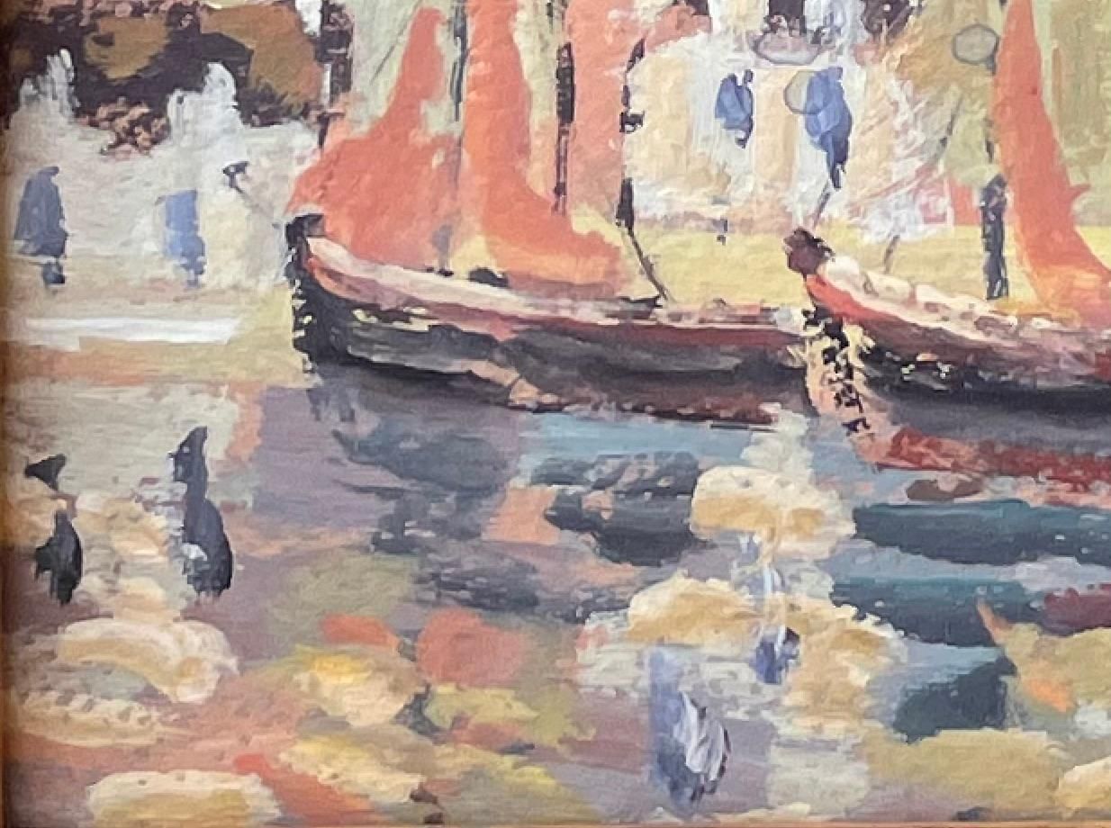 Fanch Lelimpressionist Sunset Harbour Scene With Sailboats And Reflections In France photo Art
