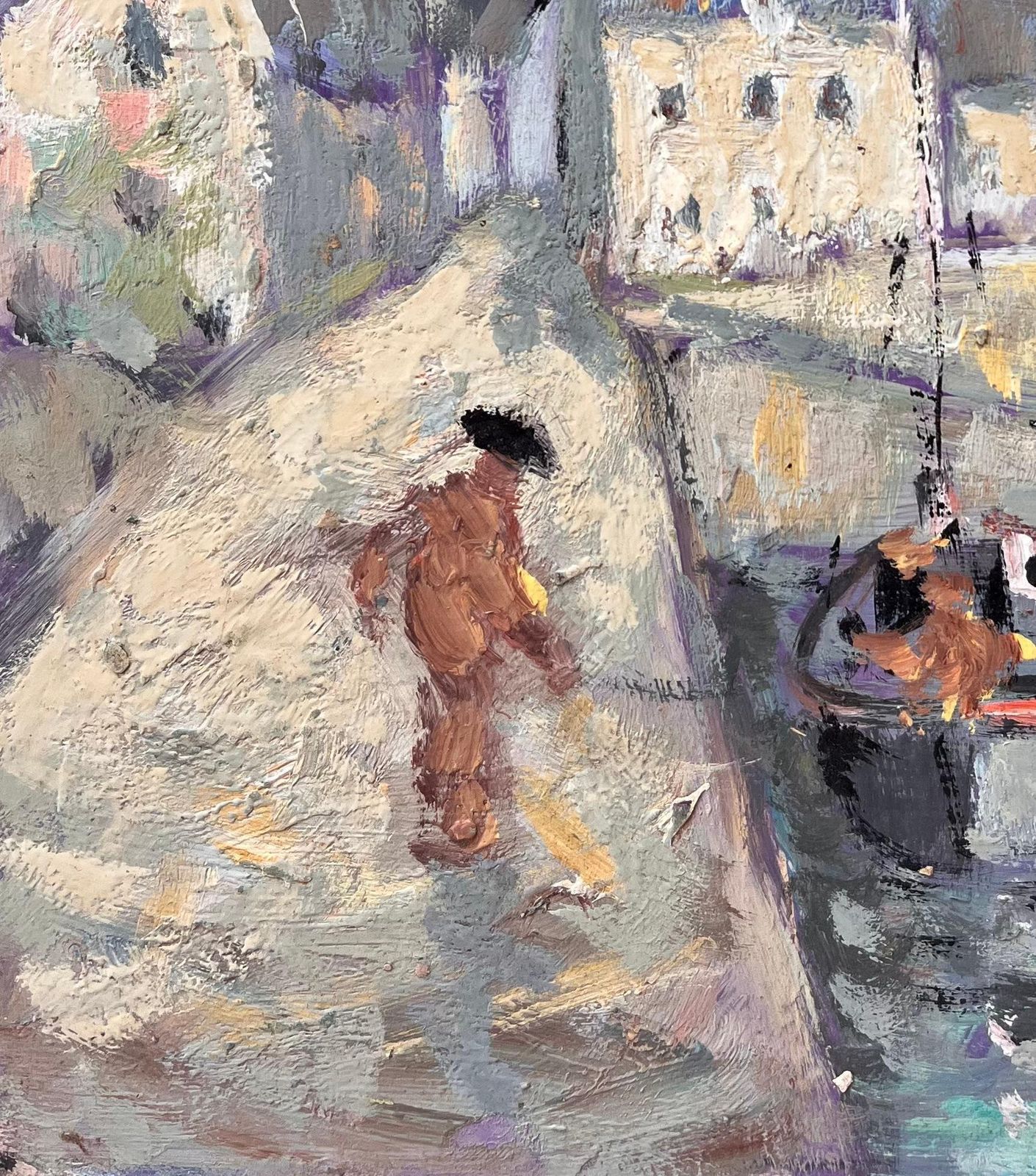 Fanch Lelimpressionist Coastal Town Scene With Church And Fishing Boat In Northern France photo 464.0