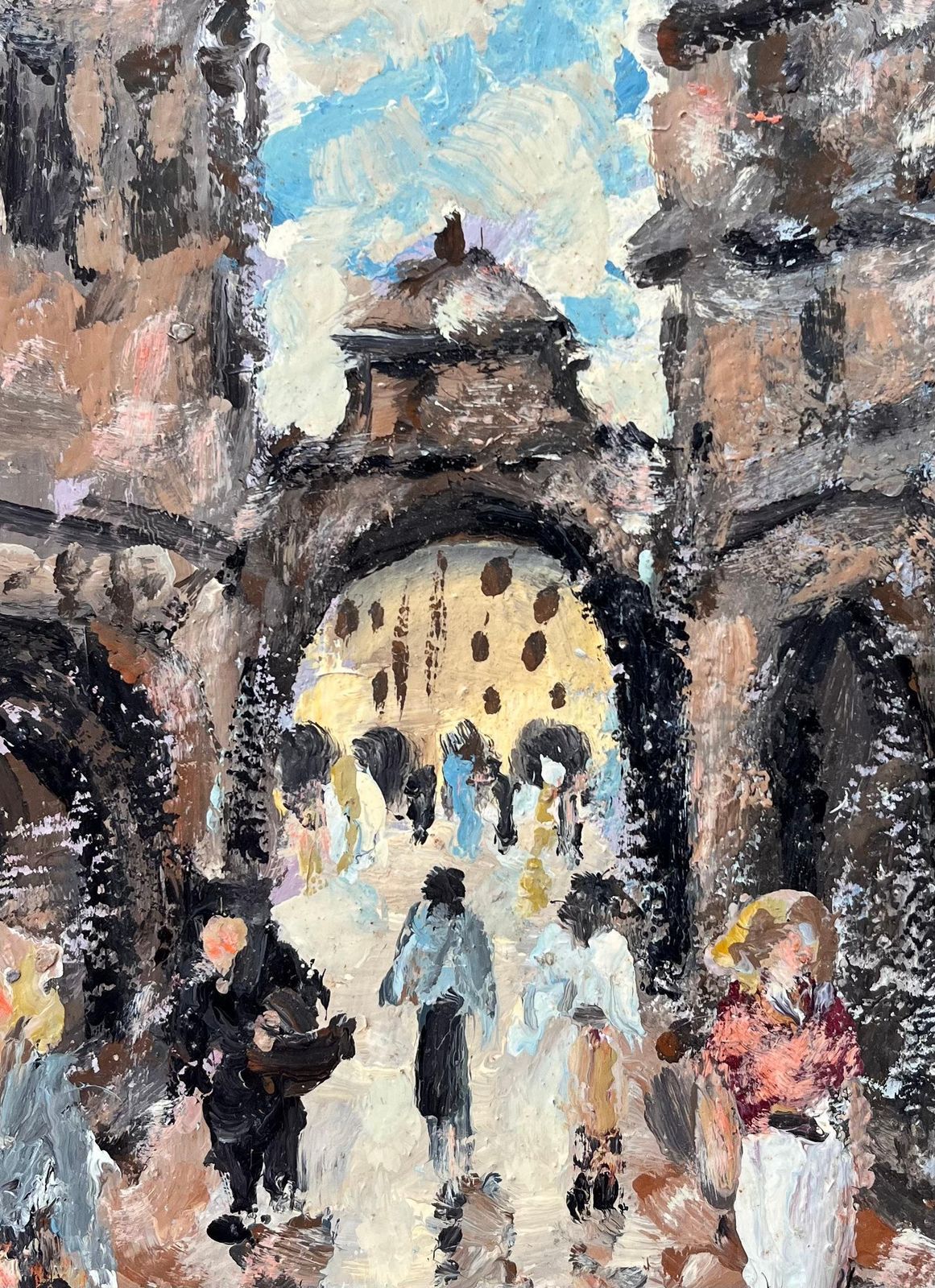 Fanch Lelimpressionist Market Street Scene With Figures And Arches In A Historic City photo buy