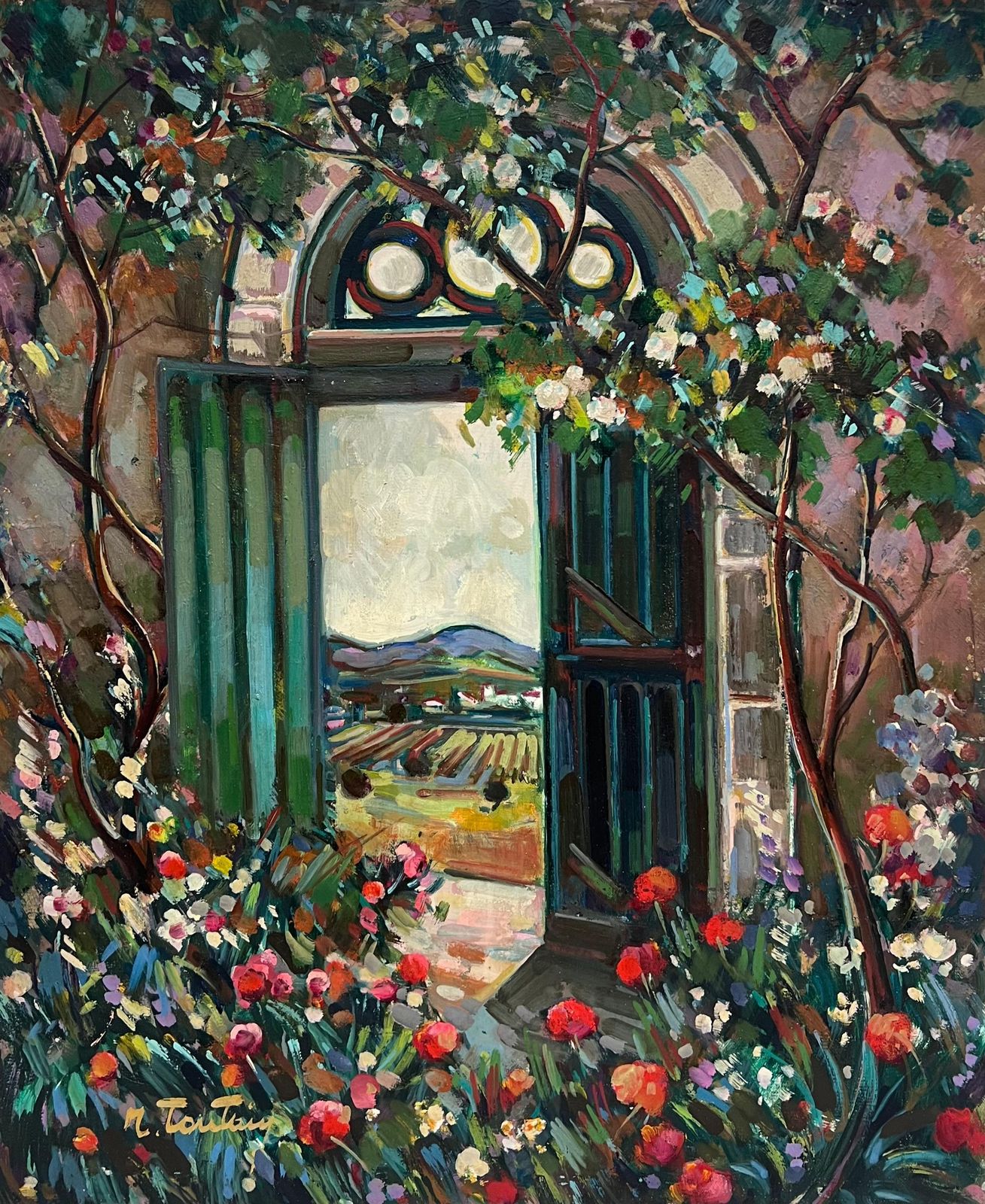 Max Toutaingreen Garden Gate Leading To The Valley French Post Impressionist Painting