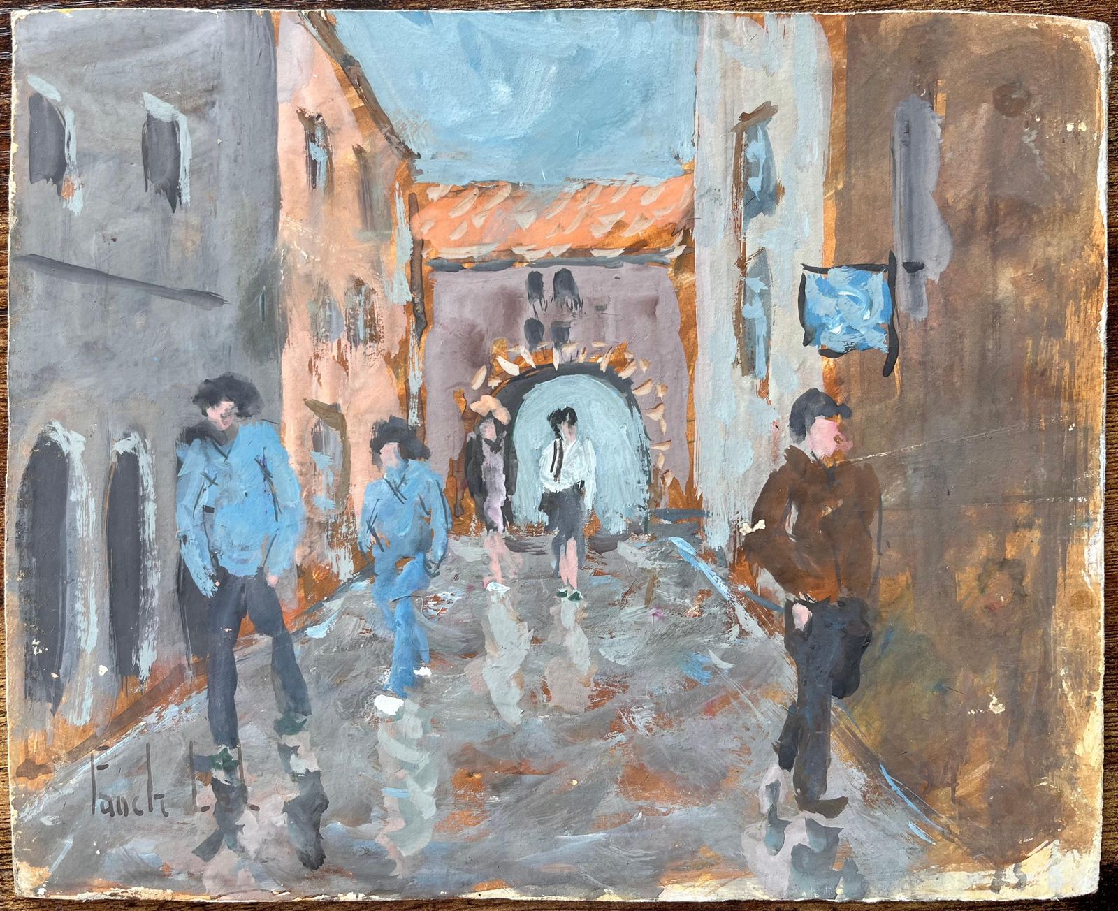 Fanch Lelmodern Impressionist Street Scene With Figures And Archway In A European Village photo furniture