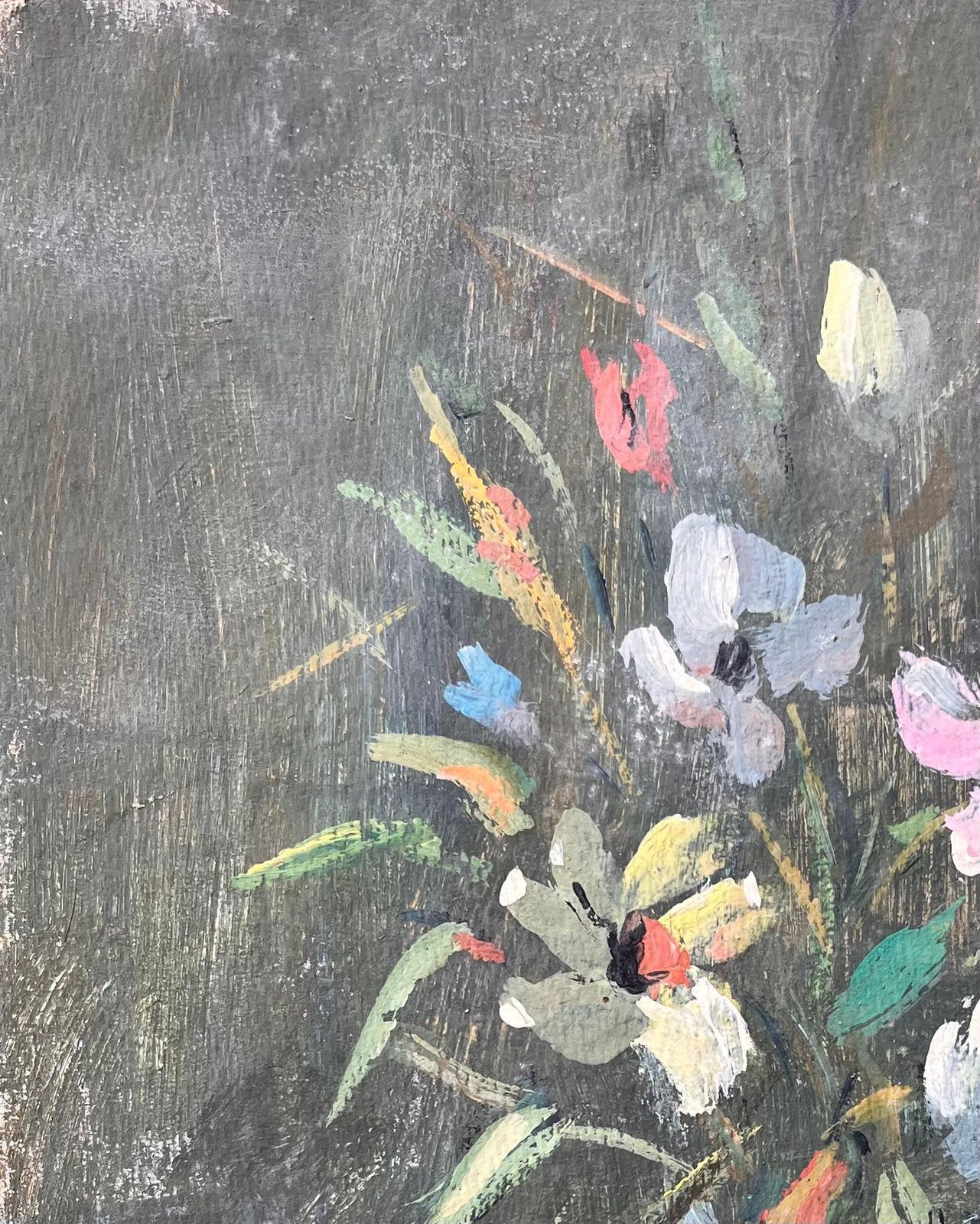 F.L. Rousselfrench Impressionist Still Life Of Wildflowers In Blue Glass Jar1994 photo for sale