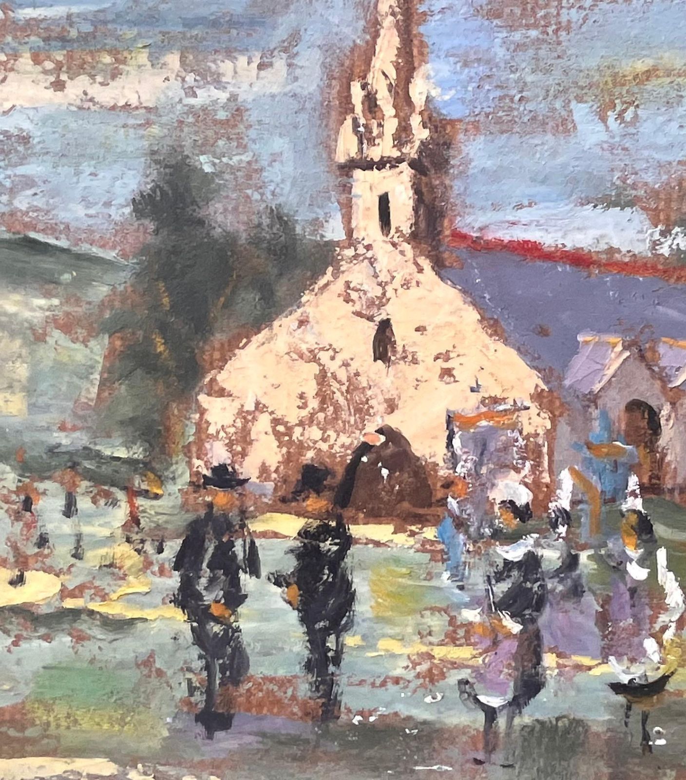 Fanch Lelbreton Village Church Scene With Traditional Procession In Folk Costume1997 photo buy