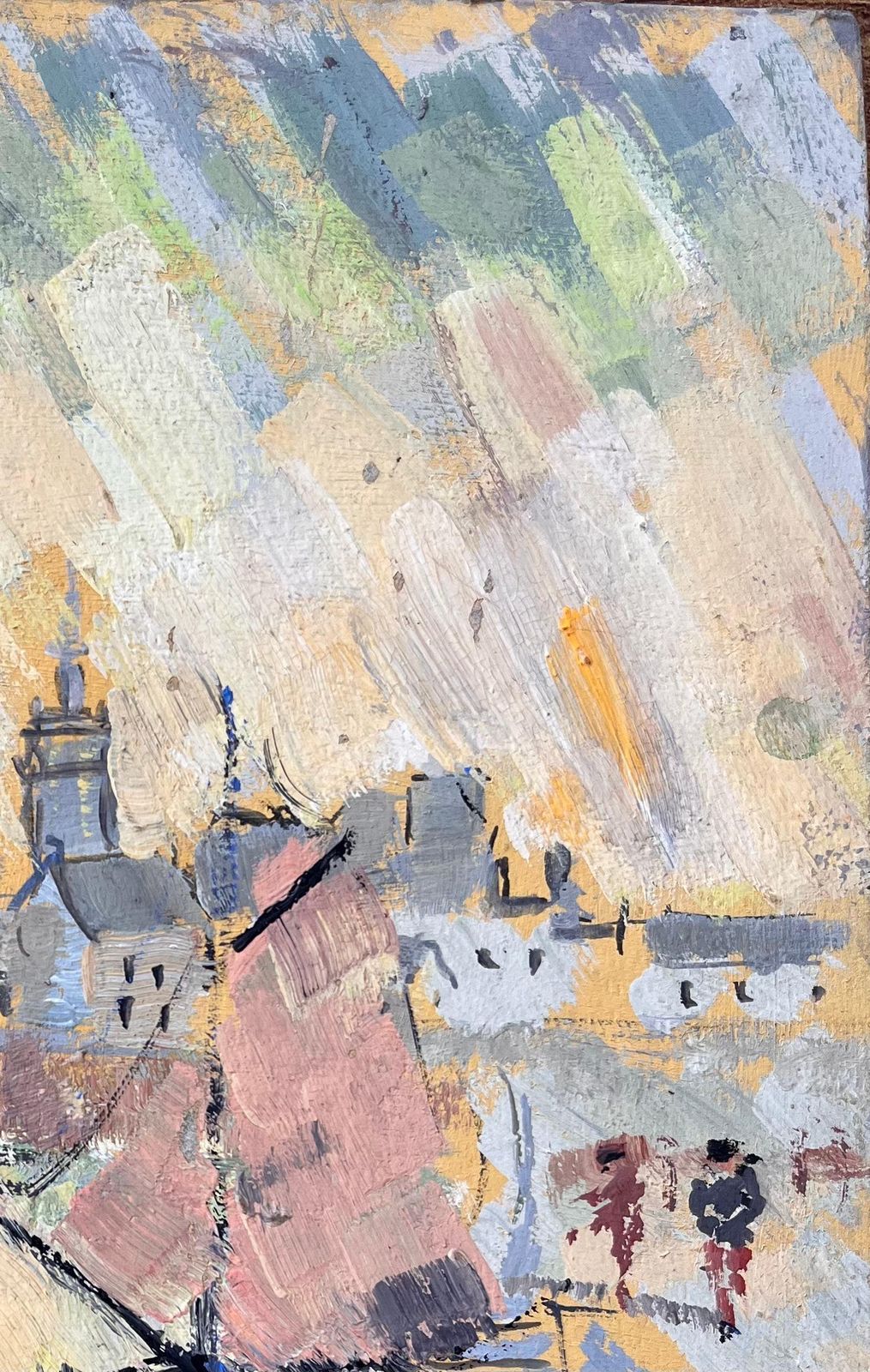 F.T Rousselfrench Abstract Port Scene Framed By Sailing Boats And Classic Town Architecture1995 photo vinterior