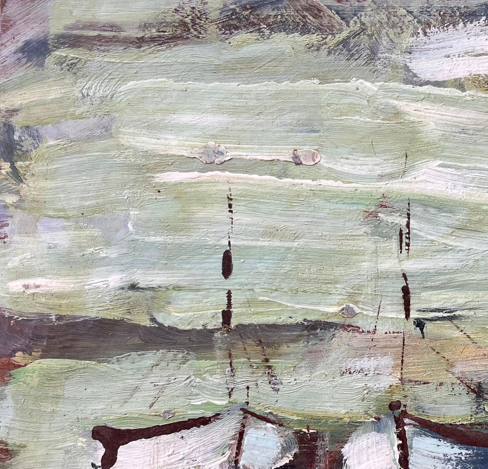 Fanch Lelimpressionist Coastal Scene With Two Small Boats On Green Reflective Water photo Art