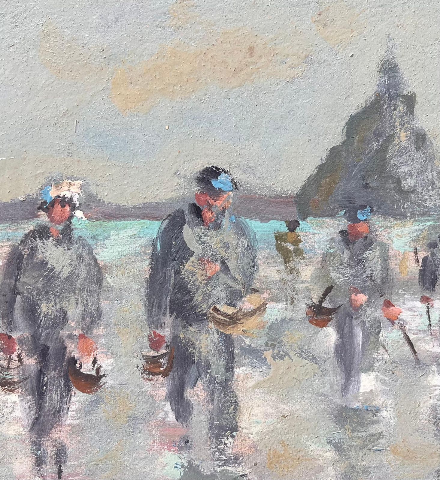 Fanch Lelcoastal Gathering Scene With Figures And Mont Saint Michel In The Distance1990 photo buy