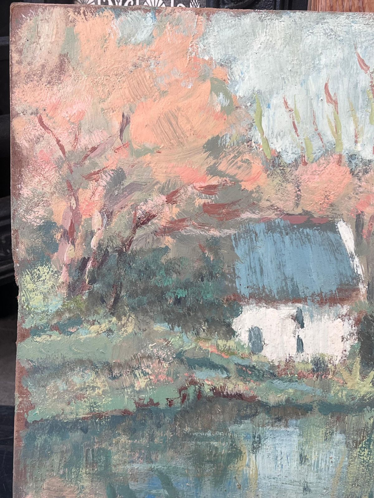 Fanch Lelwhite Cottage Hidden In The Autumnal River Forest French Oil Painting19th Century photo furniture