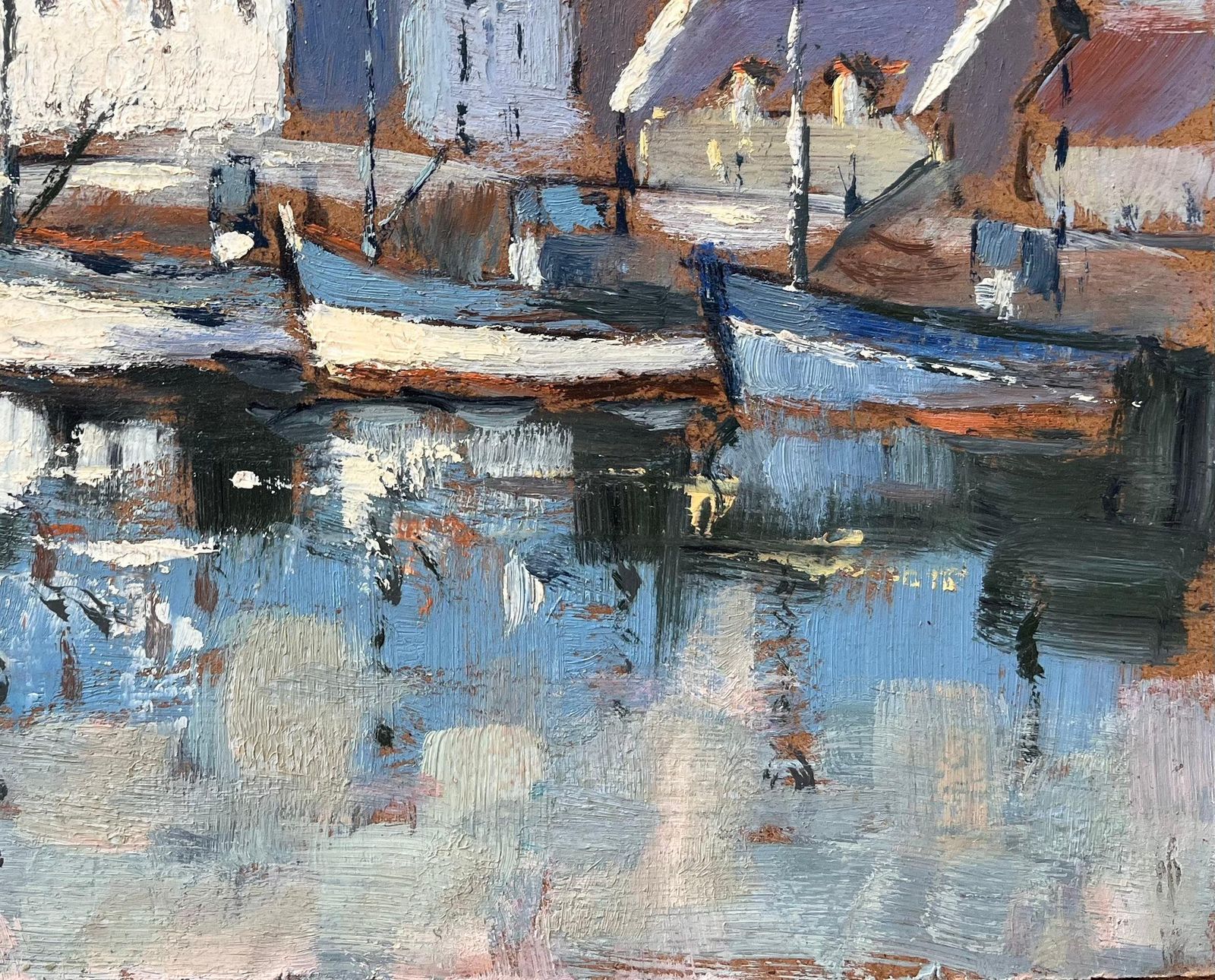Fanch Lelfrench Harbour Scene With Moored Boats And Village Houses At Sunset photo vinterior