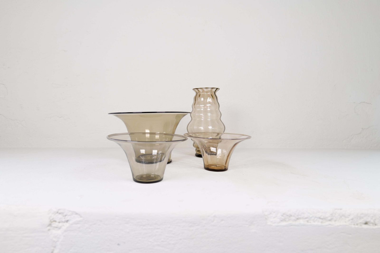 photo buy Art Deco / Swedish Grace Set Of 4 Glass Vessels Simon Gate Orrefors Sweden 1920s