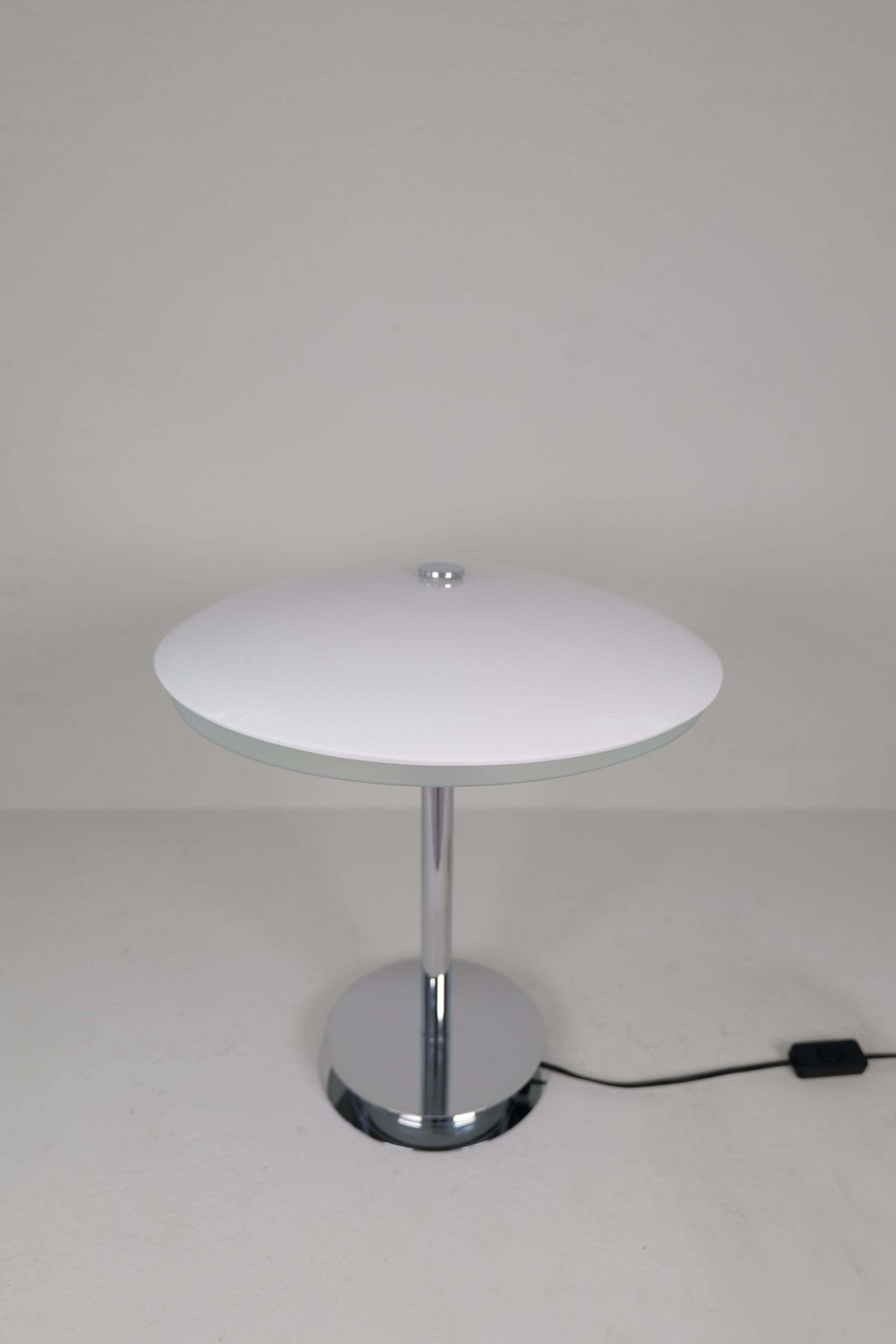 Space Age Fontana Arte "Tris" Glass Table Lamp With Chrome Base Italy, Ca 2000 photo vintage