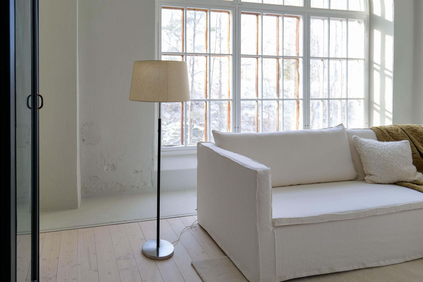Midcentury Modern Chrome Leather Floor Lamp Atelje Lyktan, Sweden photo vinterior