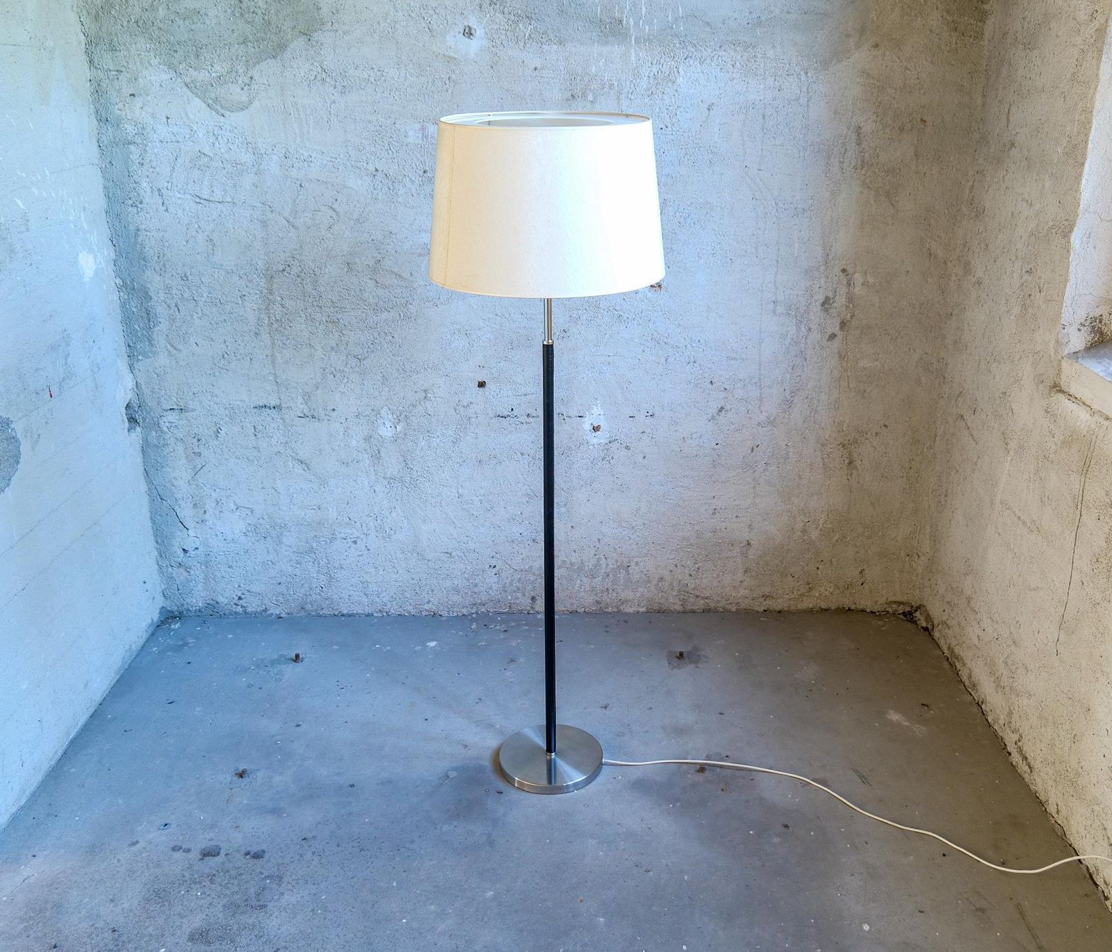 Midcentury Modern Chrome Leather Floor Lamp Atelje Lyktan, Sweden photo buy