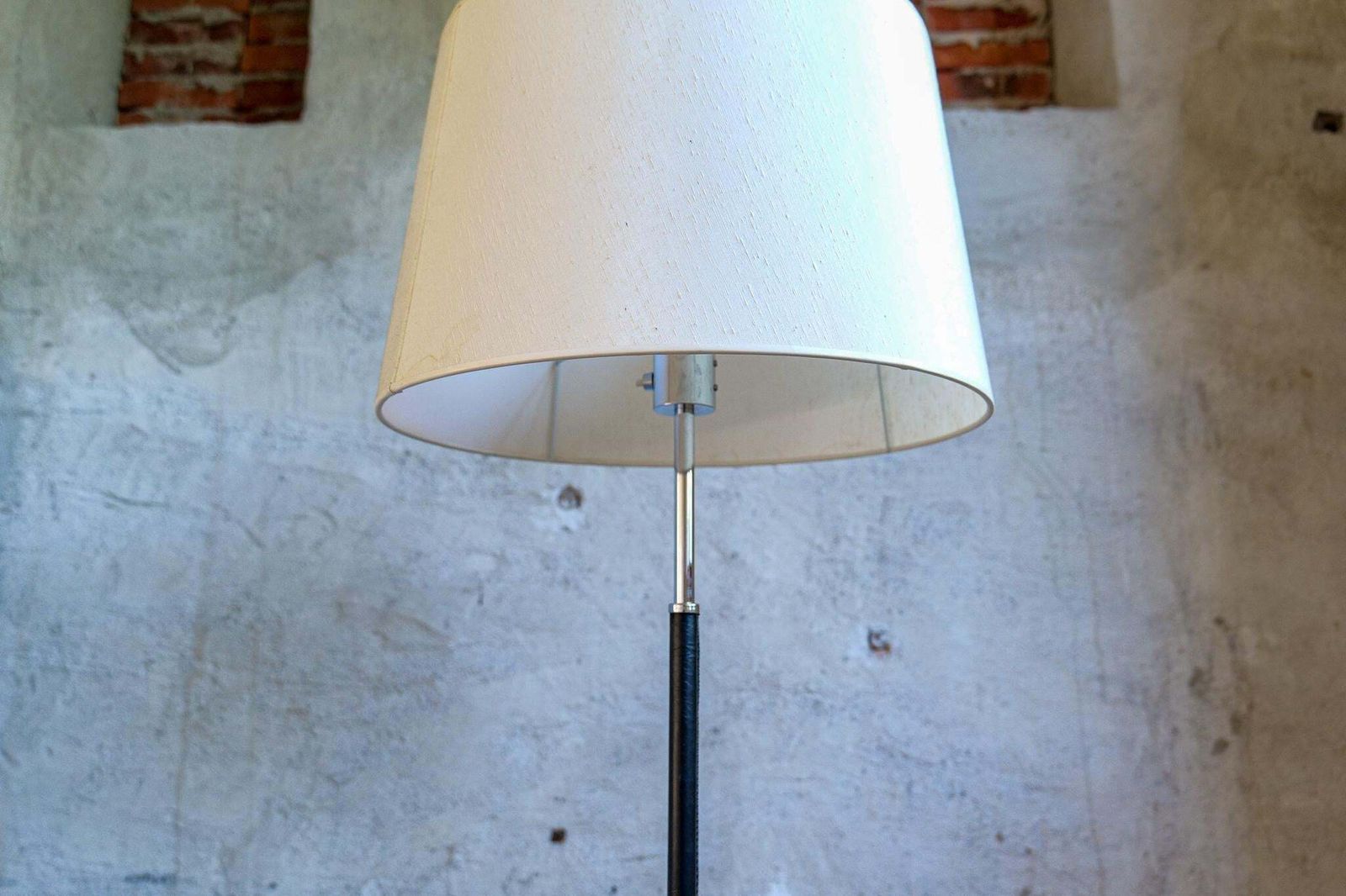 Midcentury Modern Chrome Leather Floor Lamp Atelje Lyktan, Sweden photo vintage