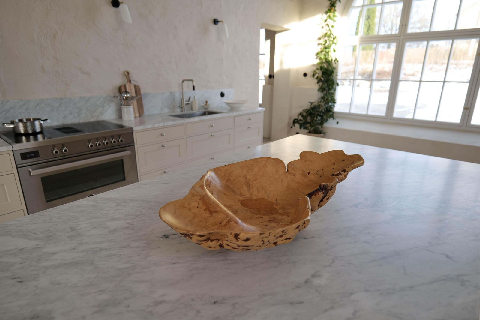Swedish Folk Art Exeptional Large Organic Burl Curly Birch Bowl, 1980s photo buy