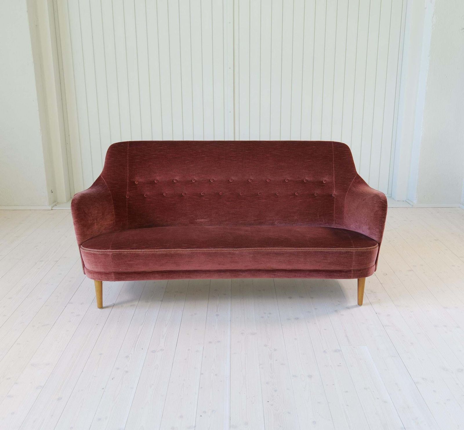 Midcentury Modern Rare Carl Malmsten Velvet "Samsas" Sofa Sweden, 1960s photo Furniture
