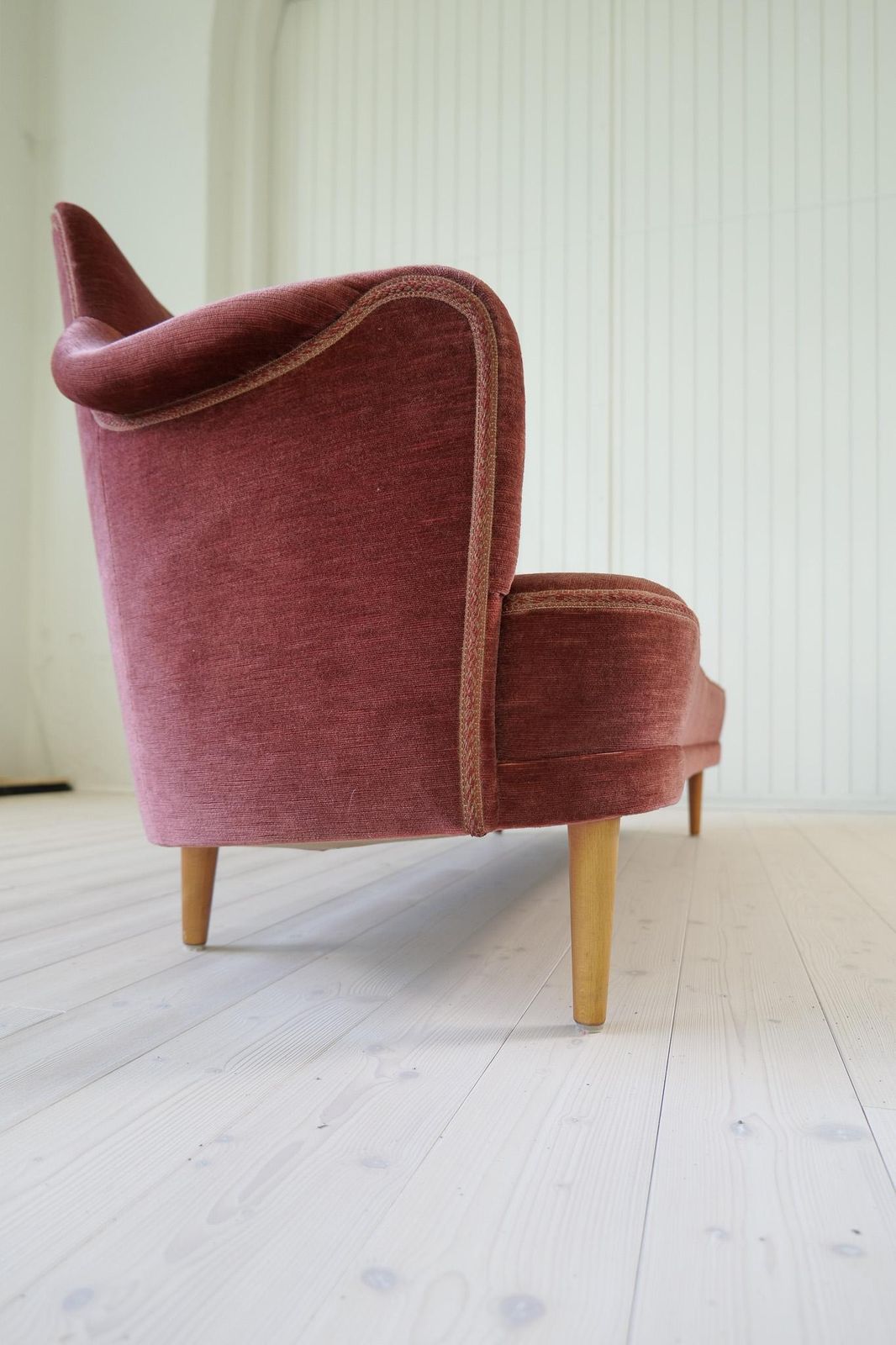 Furniture Midcentury Modern Rare Carl Malmsten Velvet "Samsas" Sofa Sweden, 1960s photo