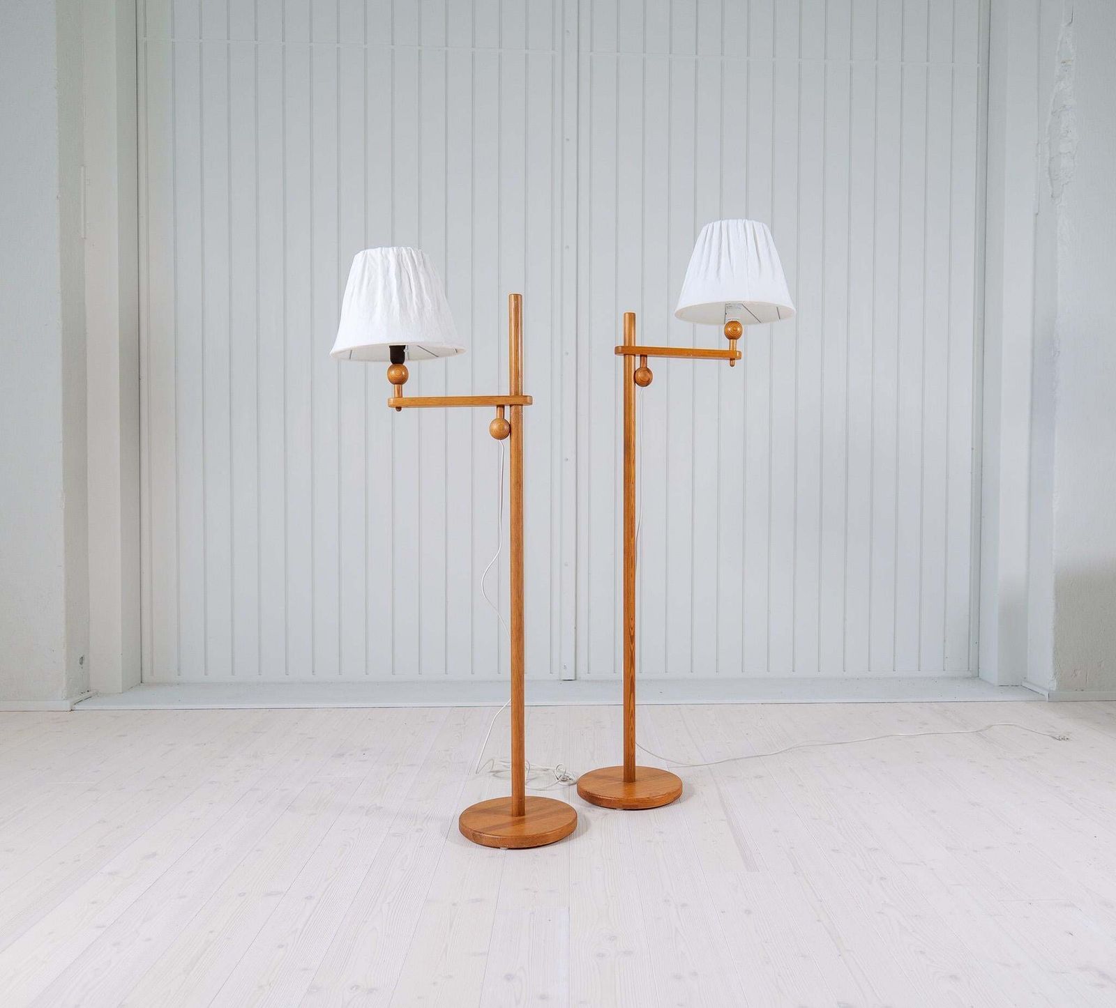 Scandinavian Modern Sculptural Floor Lamps In Pine, Yngve Ekström Sweden 1970s photo furniture