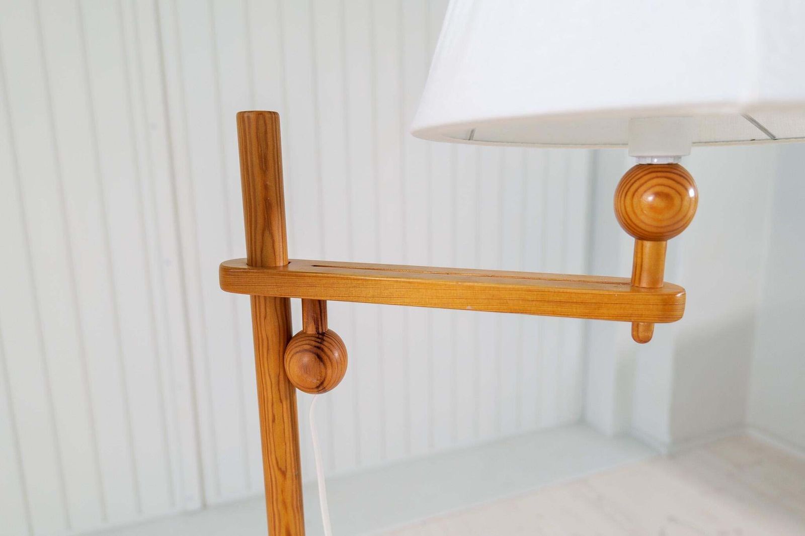 photo for sale Scandinavian Modern Sculptural Floor Lamps In Pine, Yngve Ekström Sweden 1970s