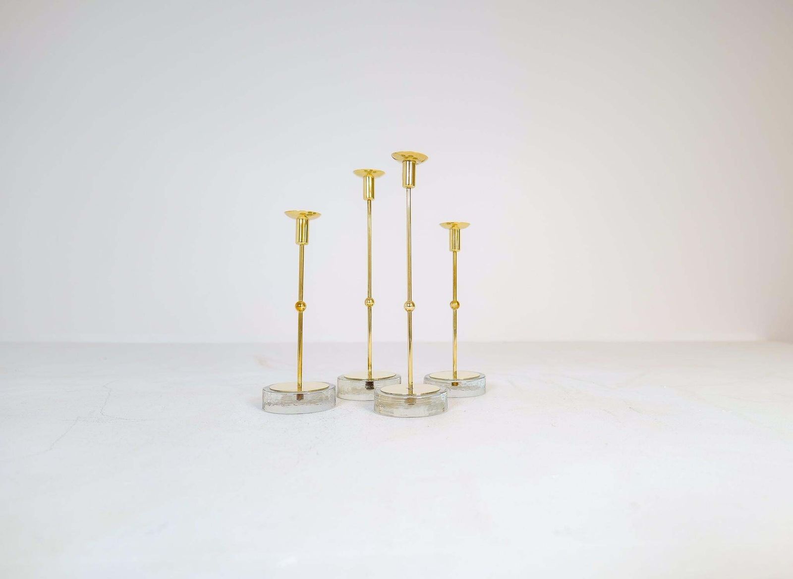 Mid Century Set Of 4 Candleholders Ystad Metall, Sweden, 1950s photo for sale