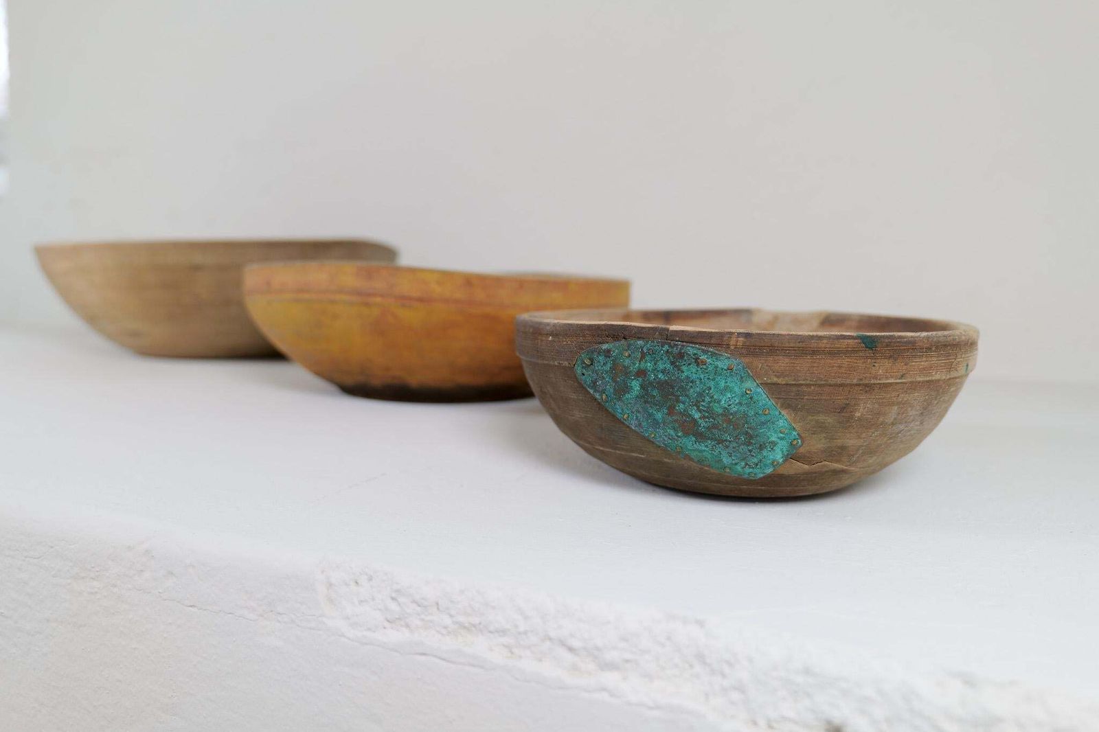 Set Of Three Swedish Folk Art, Unique 19th Century Farmers Bowls photo 2101.0