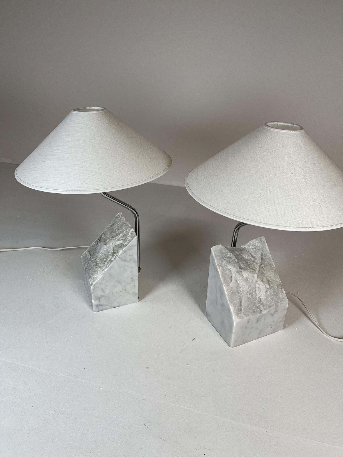 photo furniture Mid Century Pair Of Bergboms Marble And Steel Table Lamps, 1970s, Sweden