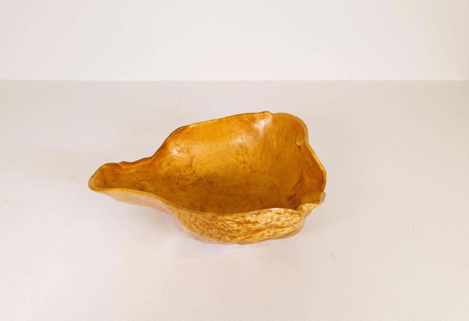Swedish Folk Art Large Organic Burl Curly Grain Birch Bowl, 1962 photo vintage