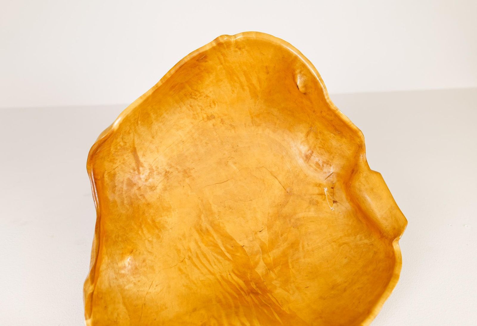 photo furniture Swedish Folk Art Large Organic Burl Curly Grain Birch Bowl, 1962