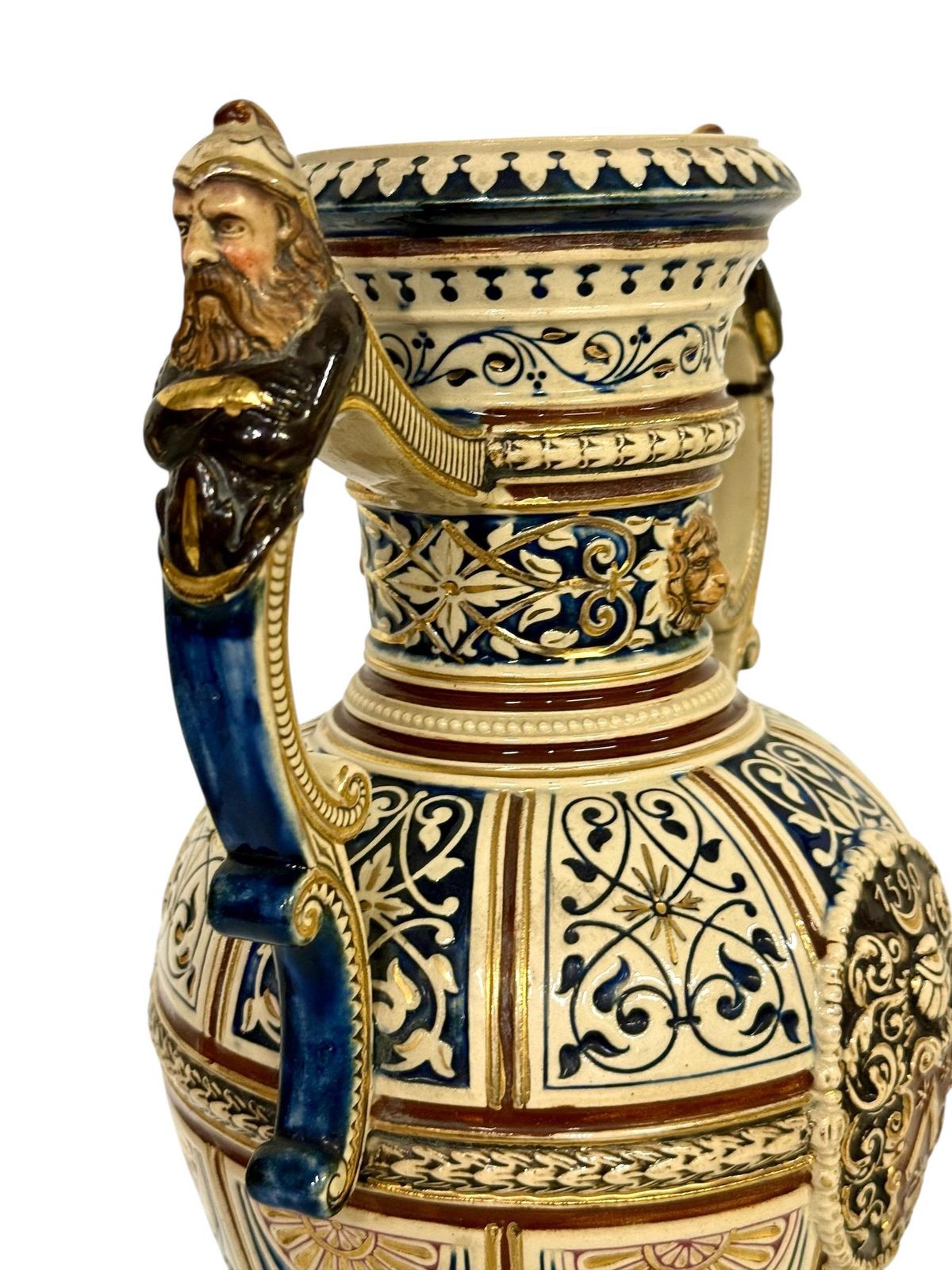 Pair Of 19th Century Renaissance Revival Faience Vases With Heraldic Crests photo 1836.0