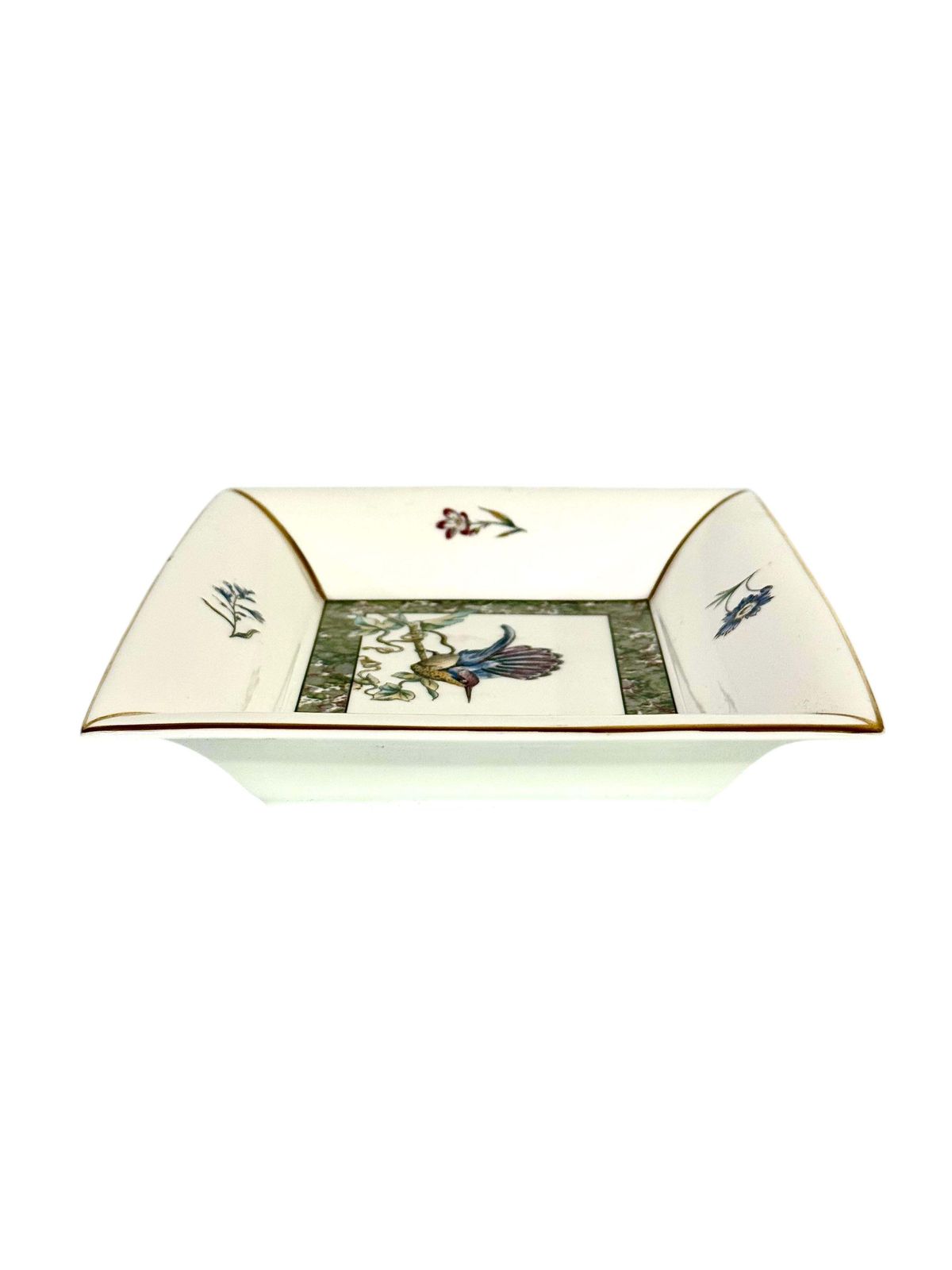 Wedgwood Bone China Tray – Hummingbird & Floral Design, England, 1991 photo vinterior