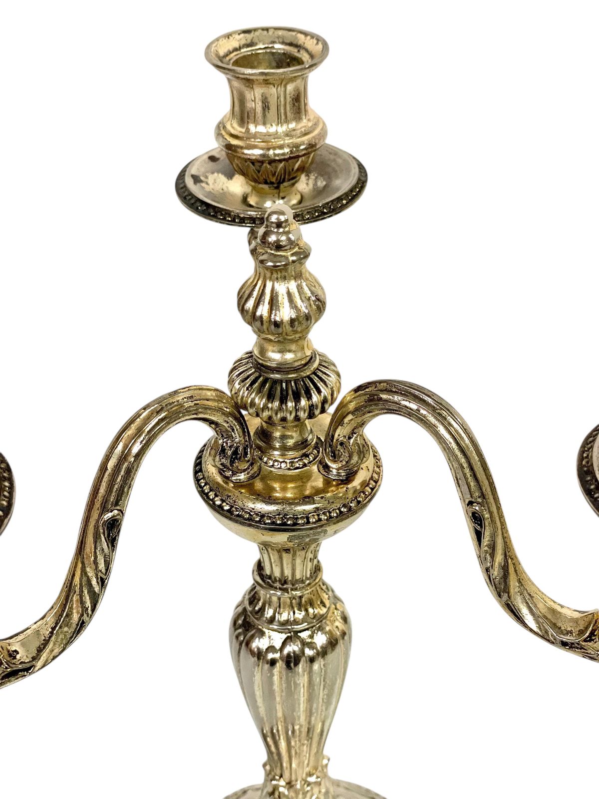 Pair Of Rare Large Bronze Silver Plated Candelabras, 19th Century photo vinterior