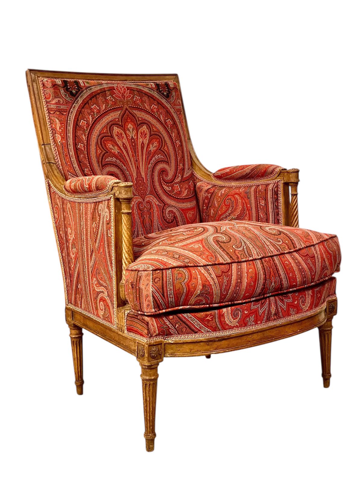 18th Century Directoire Bergère Chair With Paisley Upholstery photo furniture