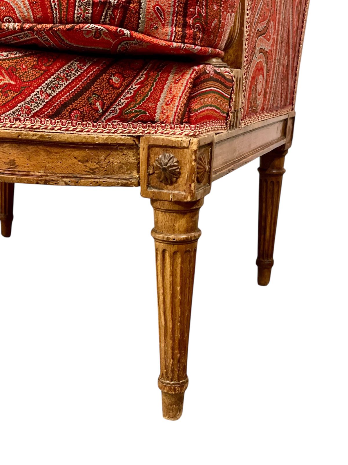 18th Century Directoire Bergère Chair With Paisley Upholstery photo for sale