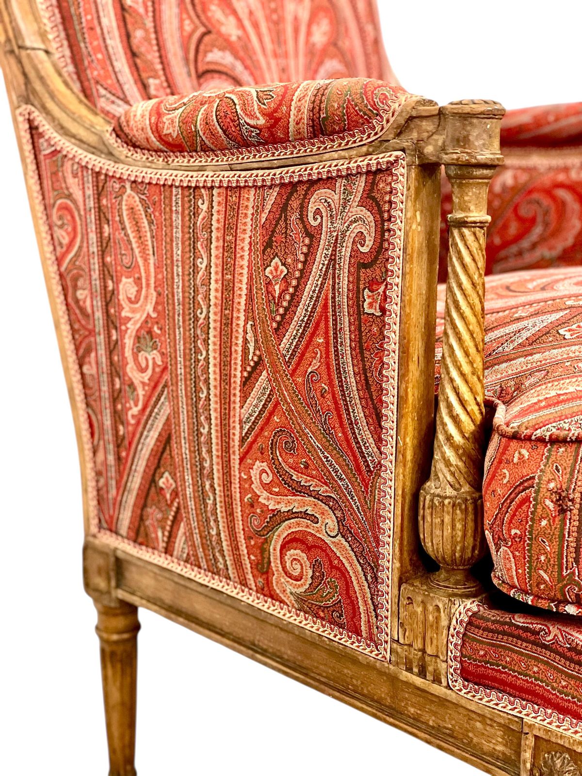 18th Century Directoire Bergère Chair With Paisley Upholstery photo vintage