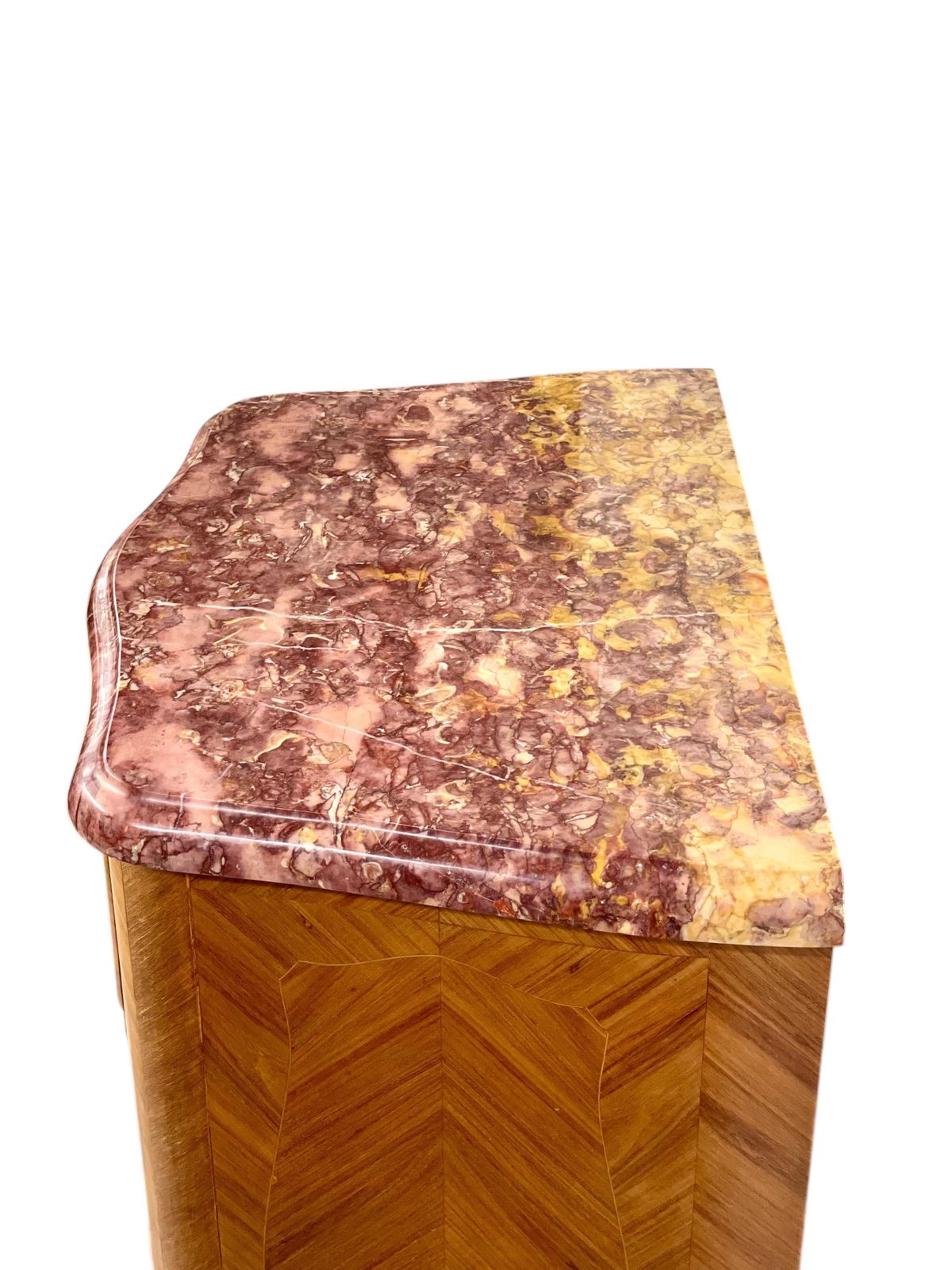 Louis XV Style Marquetry Chiffonnier With Pink Marble Top And Ormolu Mounts photo buy