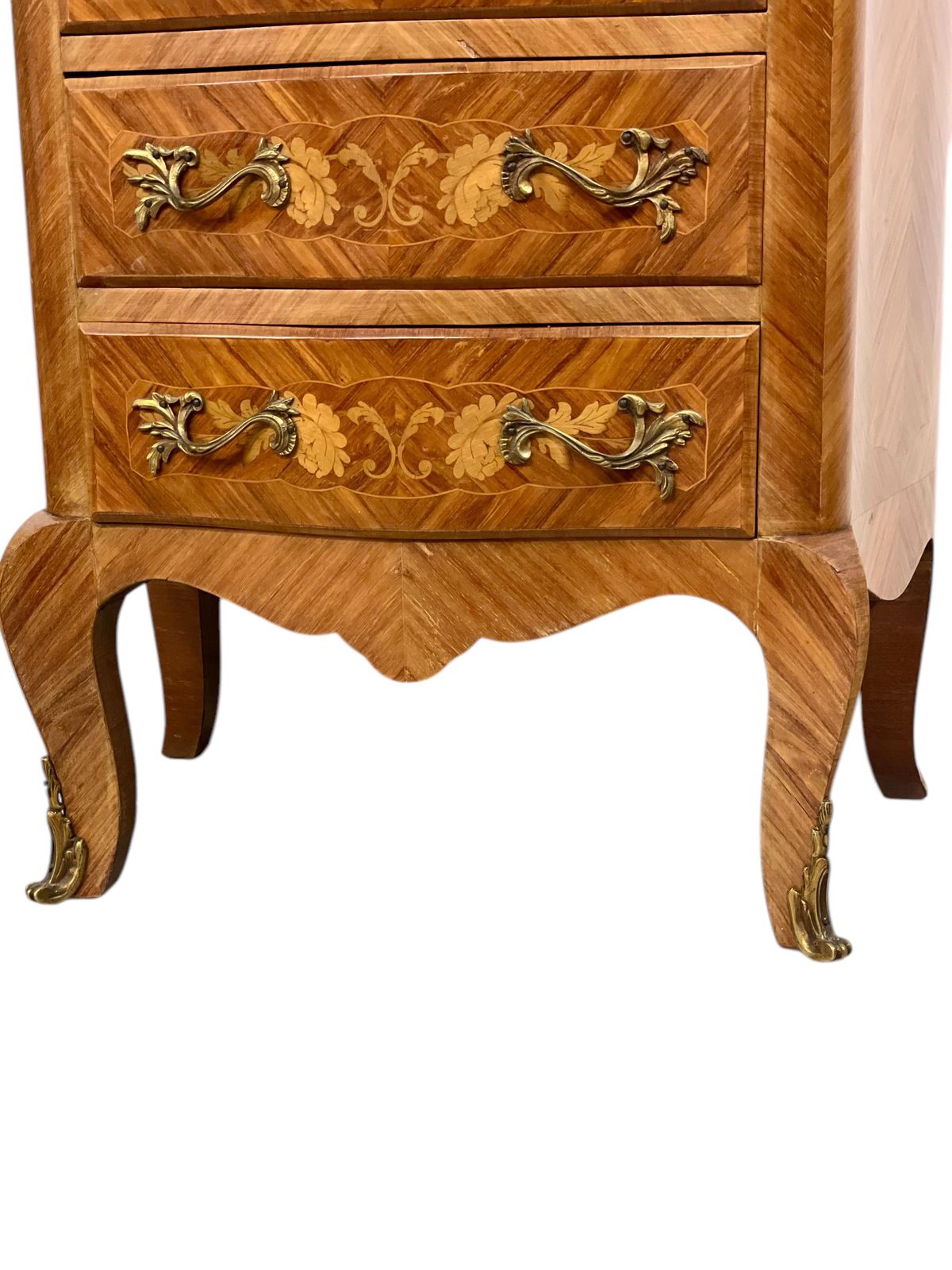 Furniture Louis XV Style Marquetry Chiffonnier With Pink Marble Top And Ormolu Mounts photo