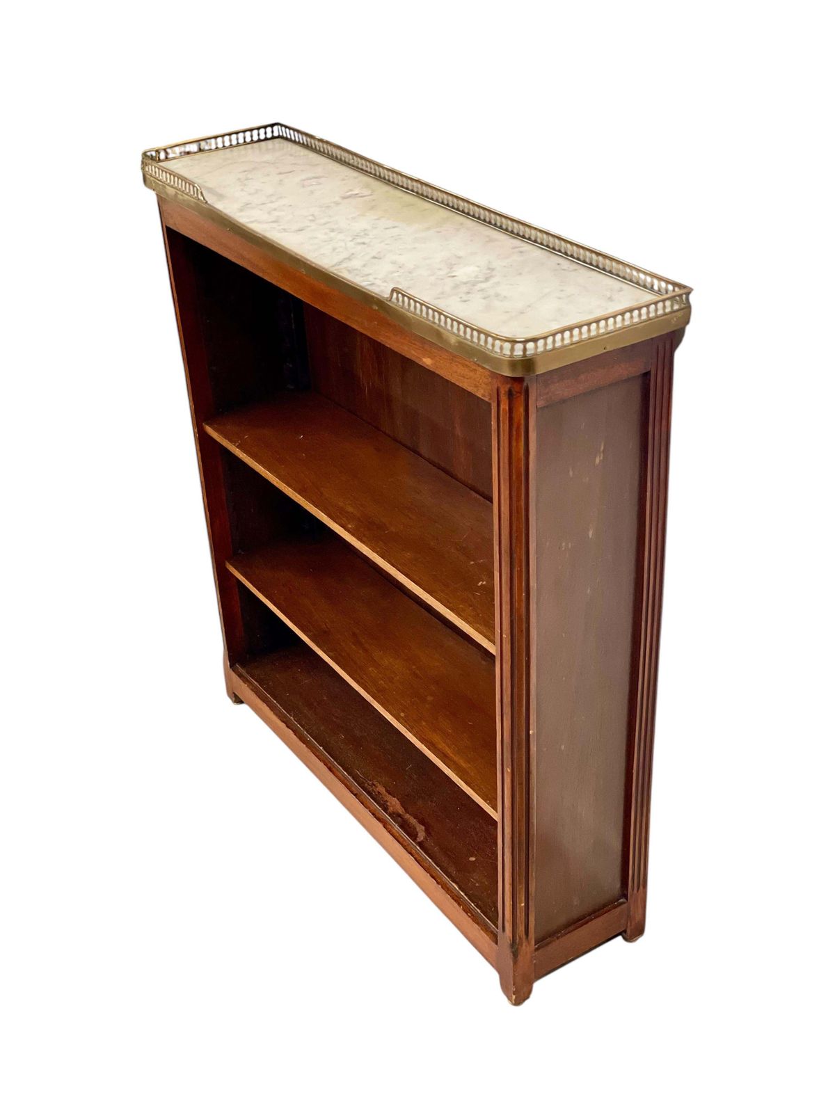 Bookshelf Or Bibus With Marble Top And Brass Gallery, 19th Century photo vinterior