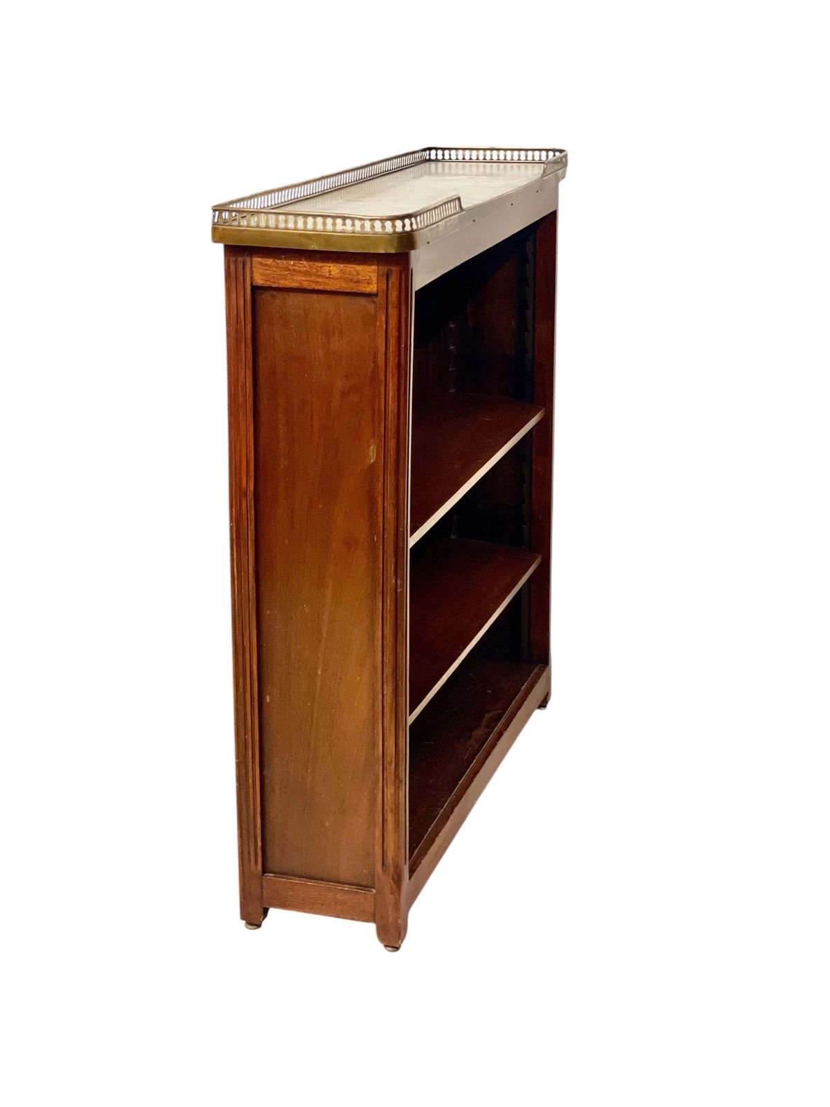 Furniture Bookshelf Or Bibus With Marble Top And Brass Gallery, 19th Century photo