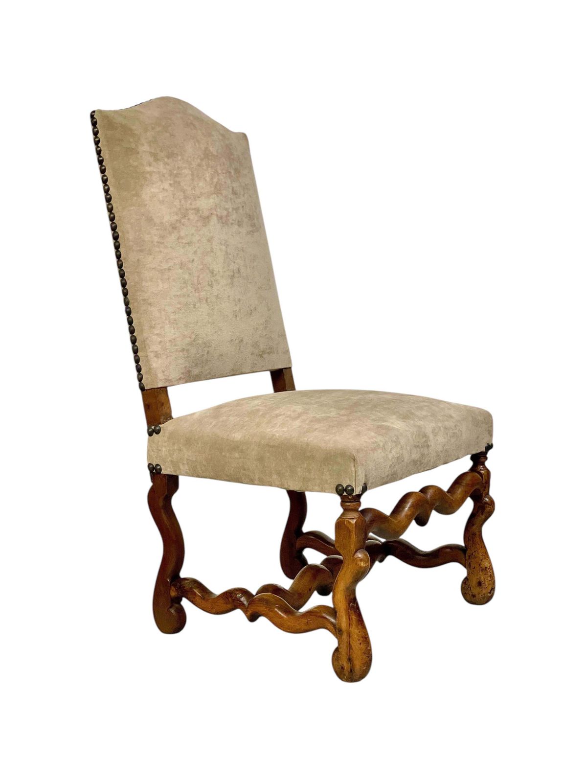 Three 17th Century Louis XIII Walnut Chairs With Velvet Upholstery photo Furniture
