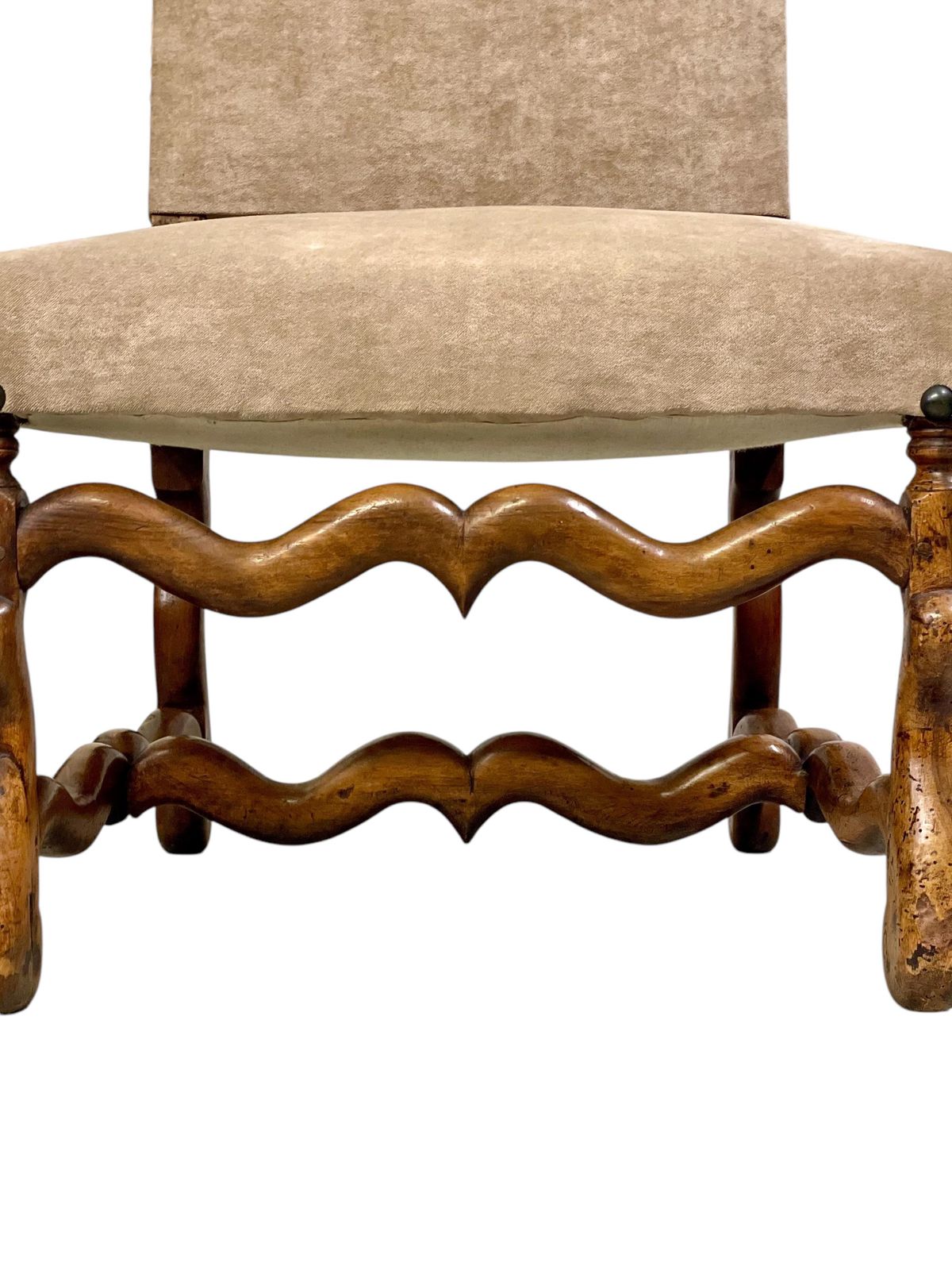 Three 17th Century Louis XIII Walnut Chairs With Velvet Upholstery photo vintage