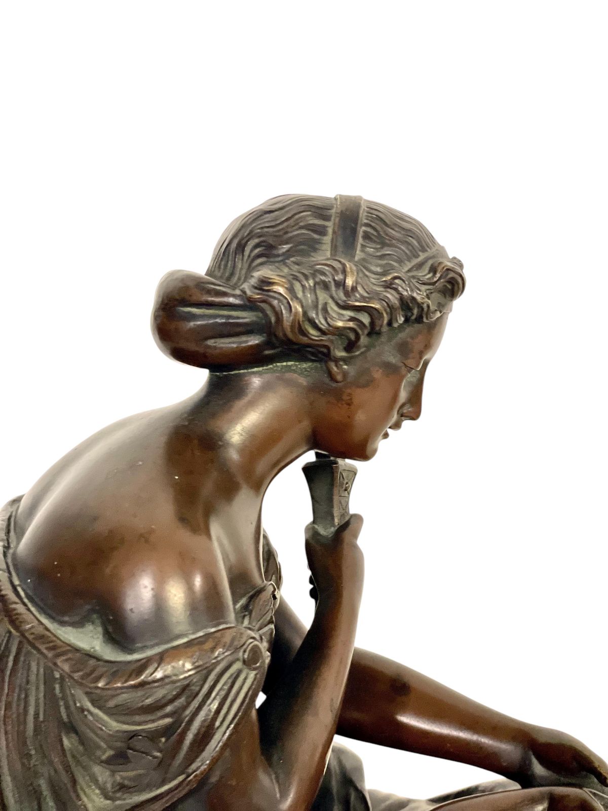 19th Century Bronze Sculpture, Signed Aizelin, Goddess With Cupid photo buy