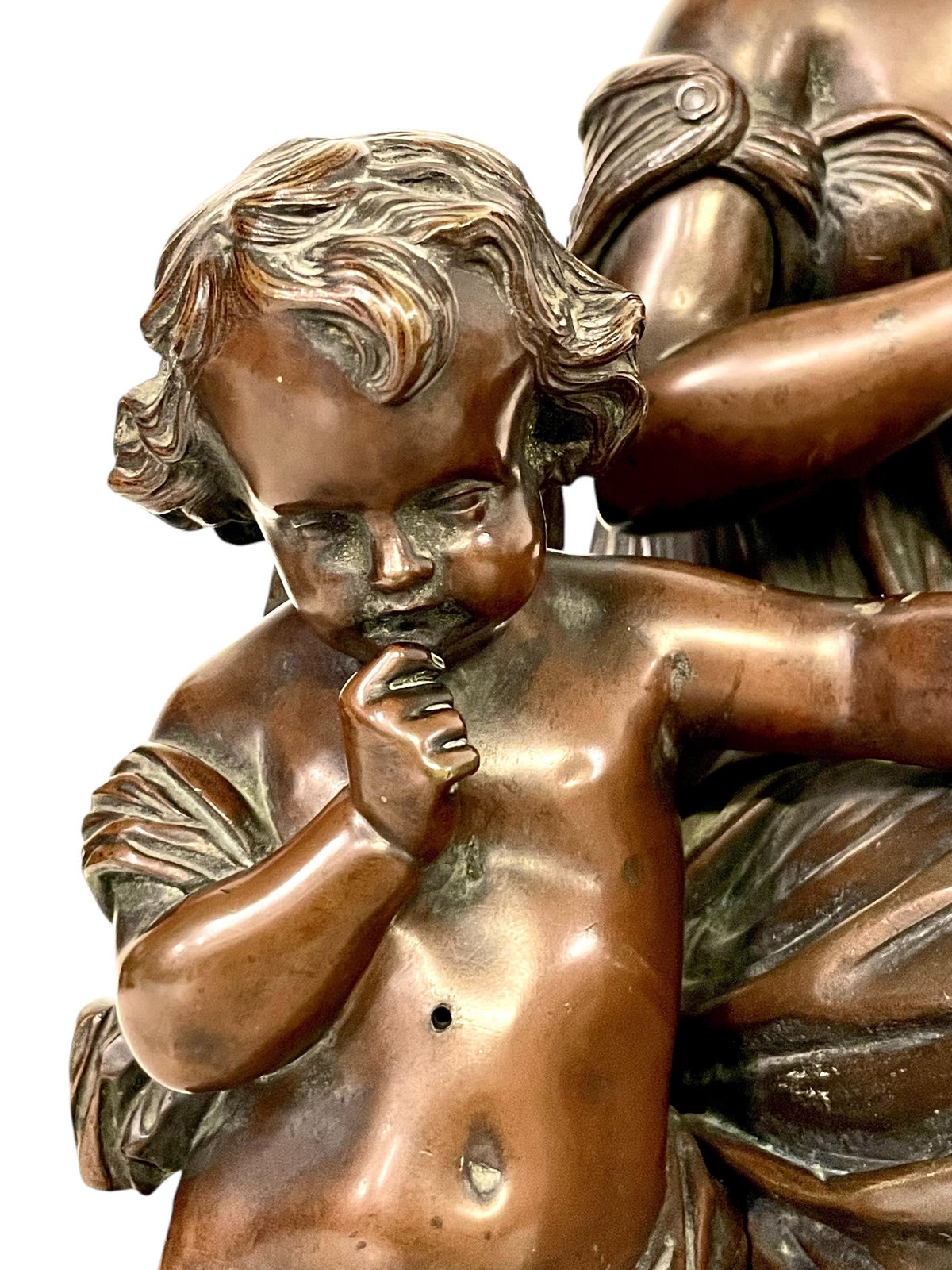 photo furniture 19th Century Bronze Sculpture, Signed Aizelin, Goddess With Cupid
