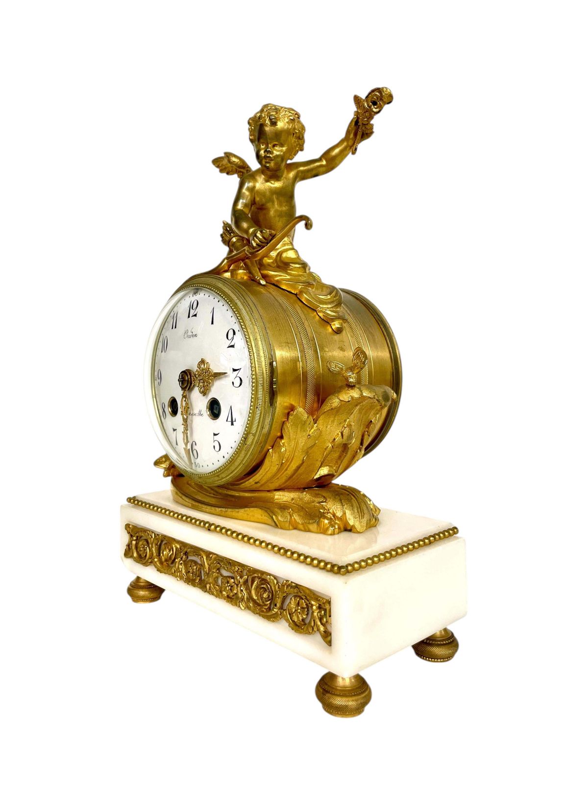 19th Century Gilt Bronze And Marble Clock, Signed Oudin à Marseille photo vinterior