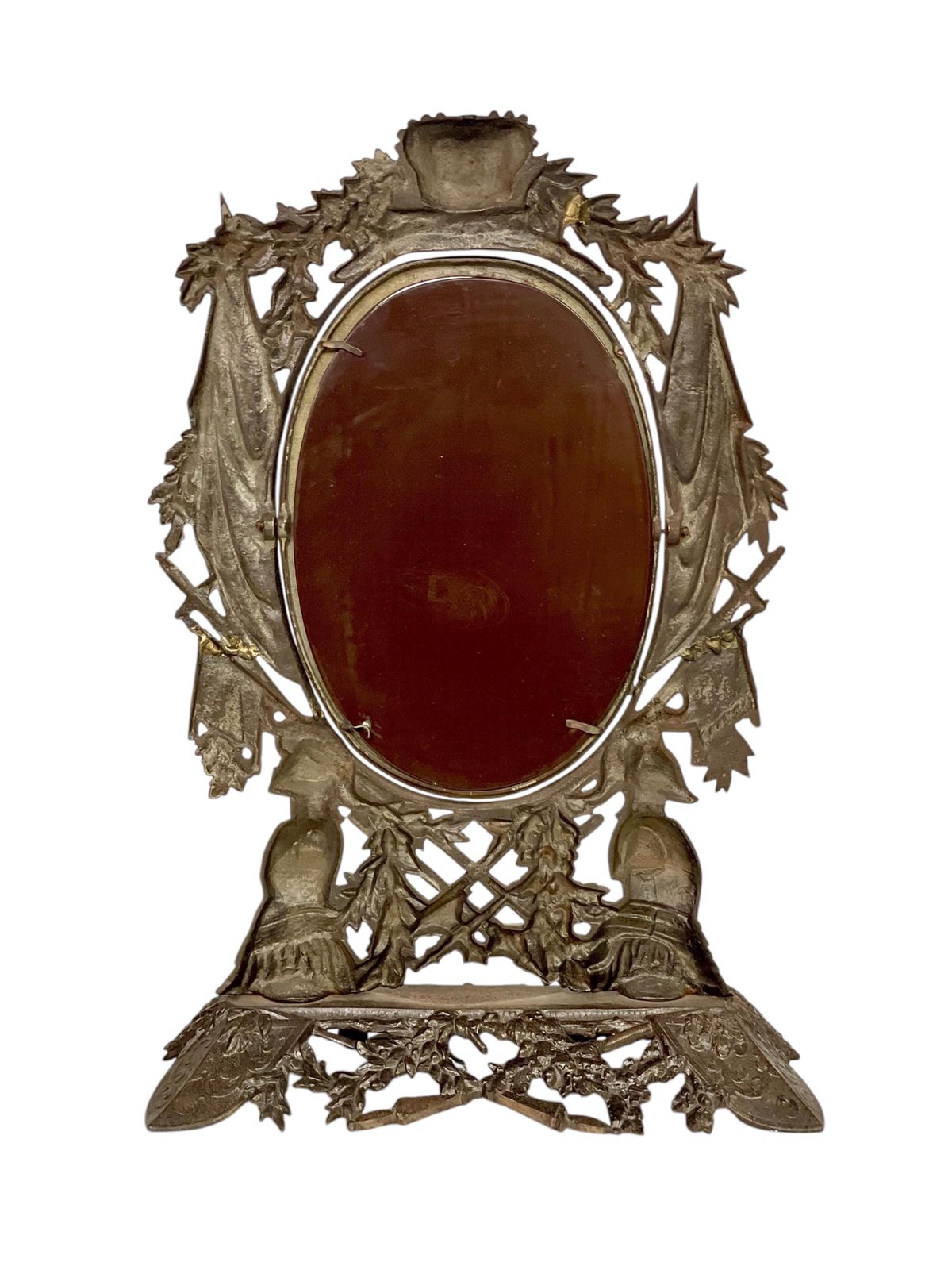 photo vinterior 19th Century Cast And Gilt Iron Table Mirror With Heraldic And Knights Motifs
