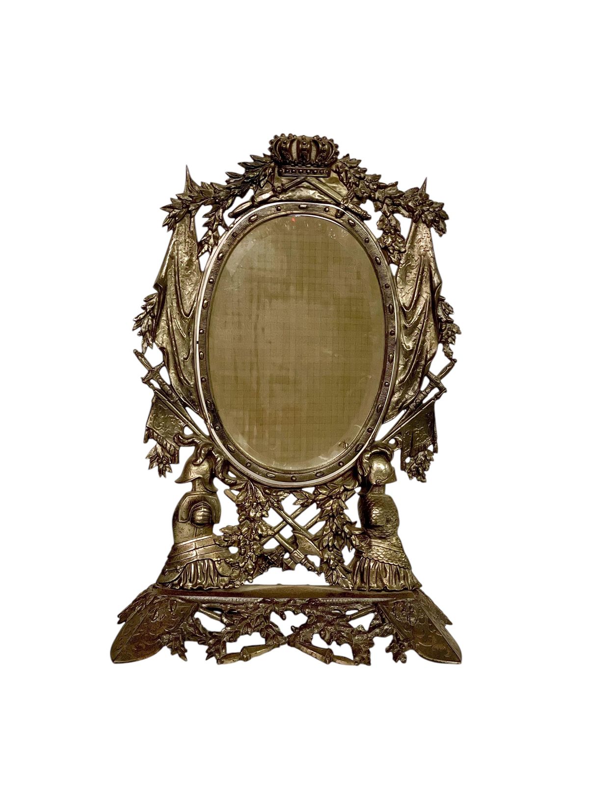 photo buy 19th Century Cast And Gilt Iron Table Mirror With Heraldic And Knights Motifs