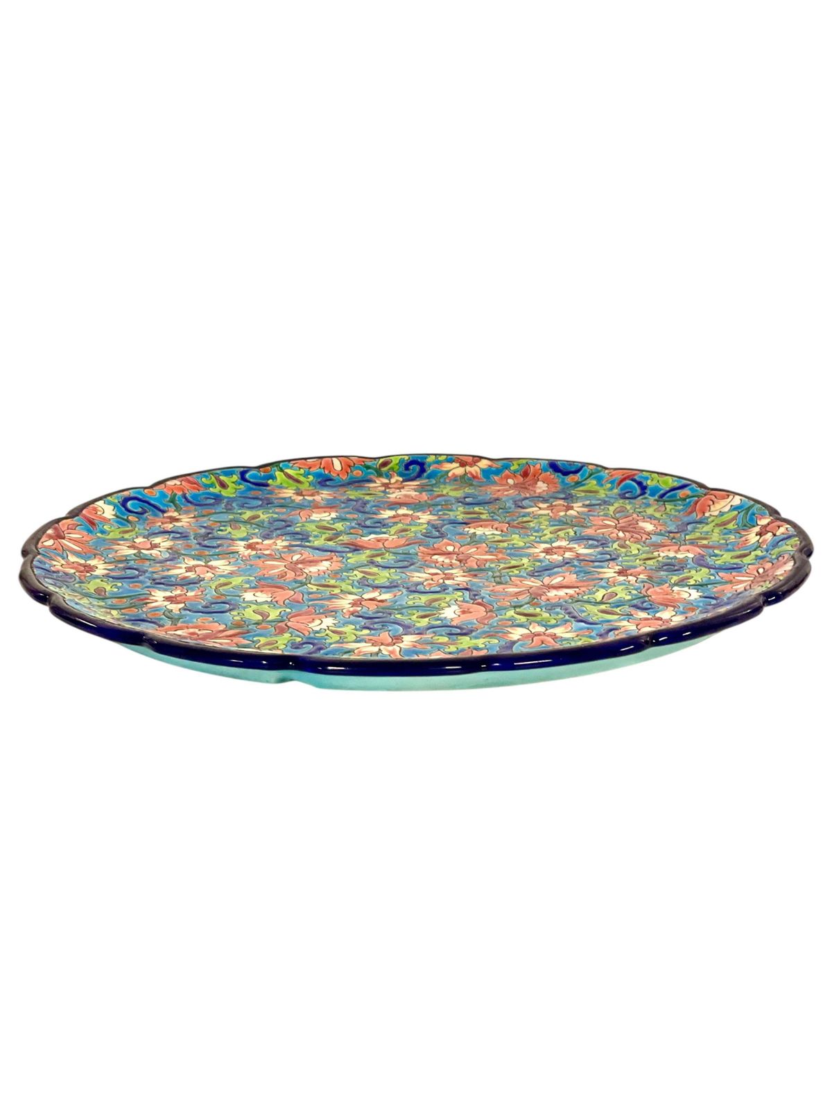Longwy Enamel Round Faience Platter, France 20th Century photo furniture