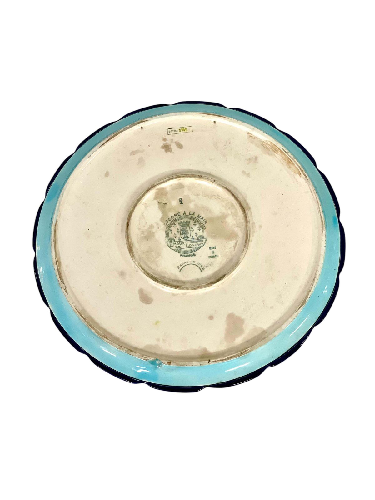 photo furniture Longwy Enamel Round Faience Platter, France 20th Century